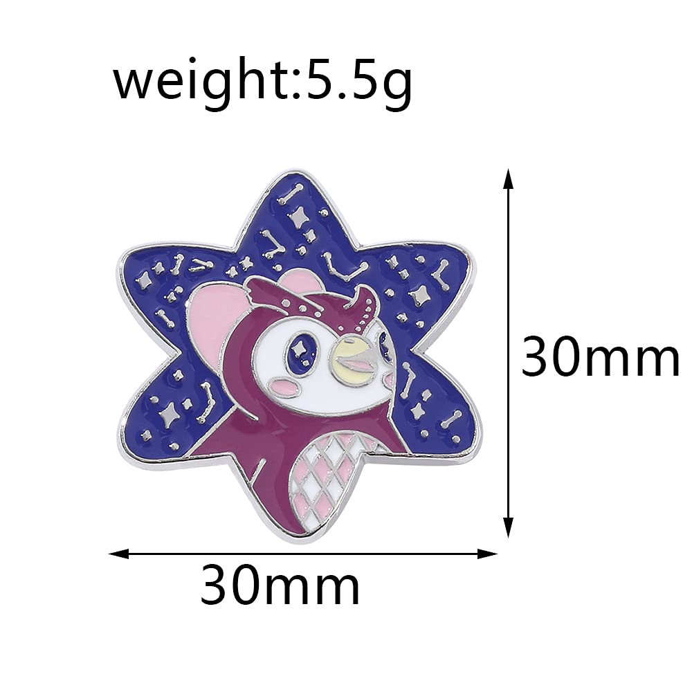 AnimalCrossing Game Series Enamel Pins, Cute Purple Owl Star Brooch Metal Lapel Pins Collection for Fans, Cartoon Owl Badges Pins for Backpack Bag Collection Gamer