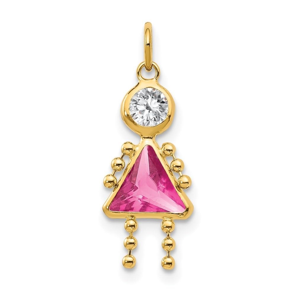 Auriga Fine Jewelry Solid 10K Yellow Gold 20mm Polished January to December Month Birthstone Charm for Pendant Necklace or Bracelet (L-20 mm/0.79 Inch, W-10 mm/ 0.39 Inch): October Birthstone