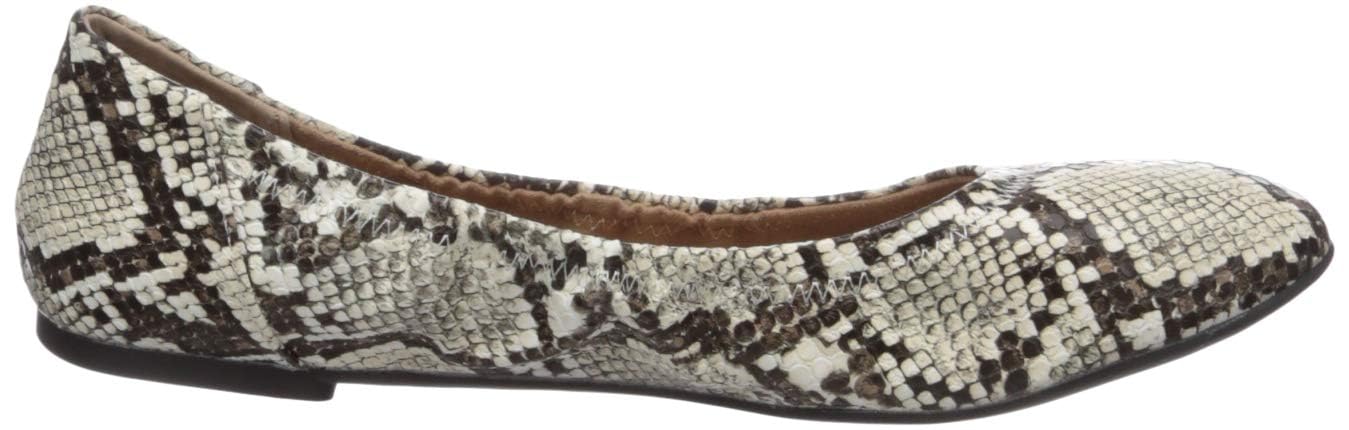 Amazon Essentials Women's Belice Slip On Ballet Flat: 7.5 Black White Faux Snake Skin