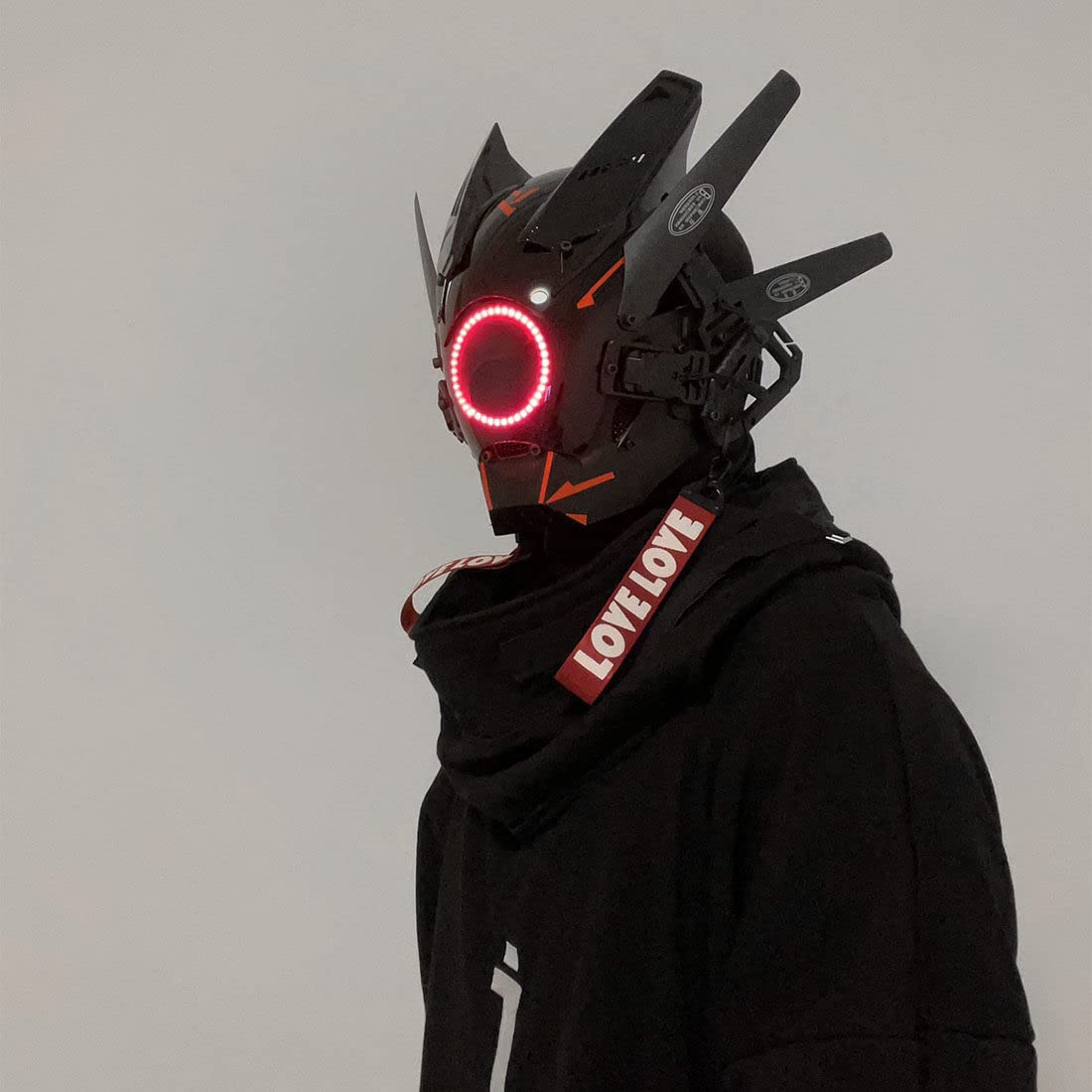 OYDL Cosplay Helmet for Men, Futuristic Tech Punk Mask with LED Light for Cyberpunk Cosplay: Type G
