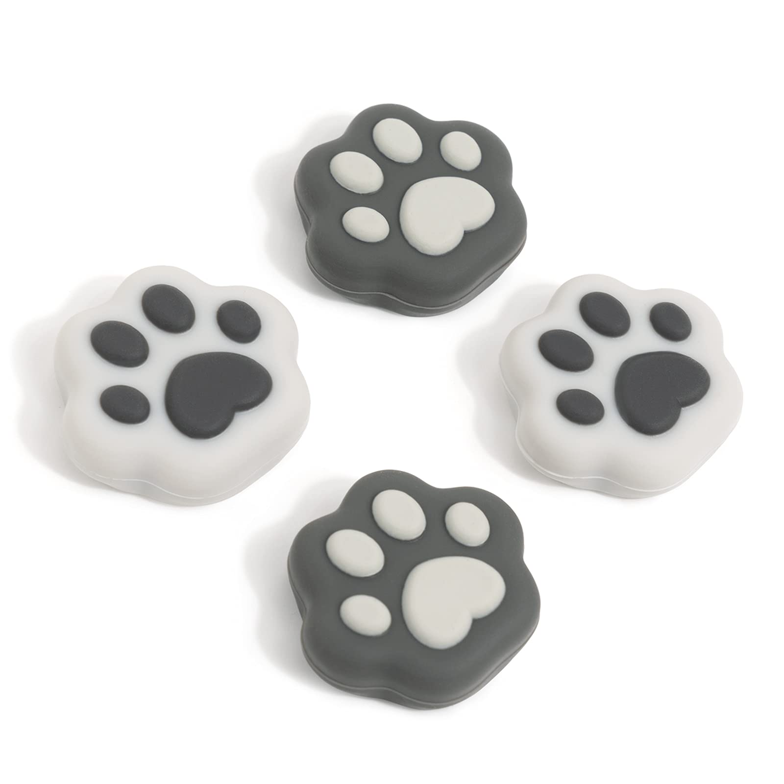 GeekShare Cat Paw Shape Thumb Grip Caps Soft Silicone Joystick Cover Compatible with Switch/OLED/Switch Lite,4PCS (Pink & Blue)