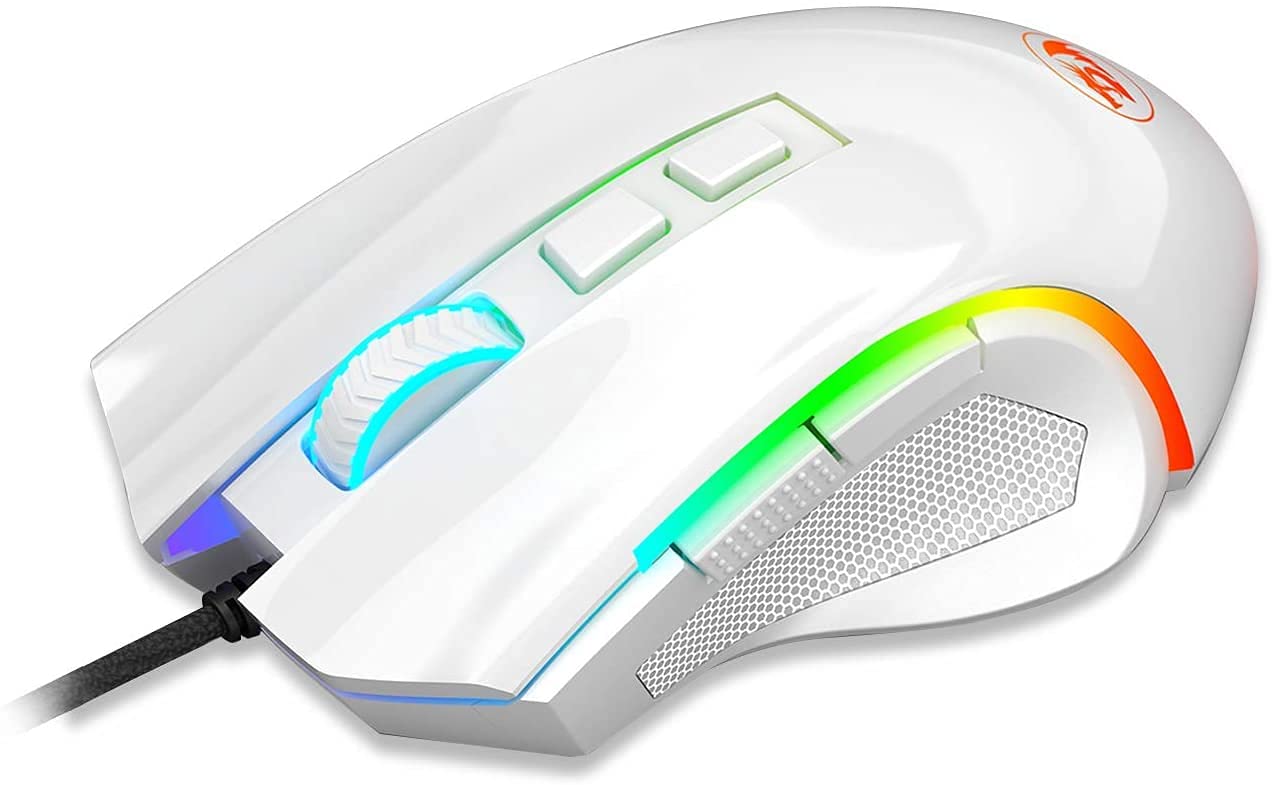 Redragon M602 RGB Wired Gaming Mouse RGB Spectrum Backlit Ergonomic Mouse Griffin Programmable with 8 Backlight Modes, Up to 7200 DPI for Windows PC Gamers (White): M602-W White