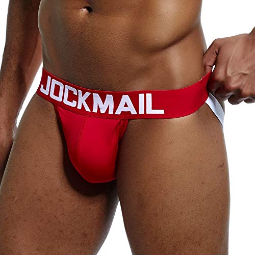 JOCKMAIL Mens Jockstrap Underwear Wide Belt Athletic Supporter Mens Thongs Sport Underwear Jock Strap