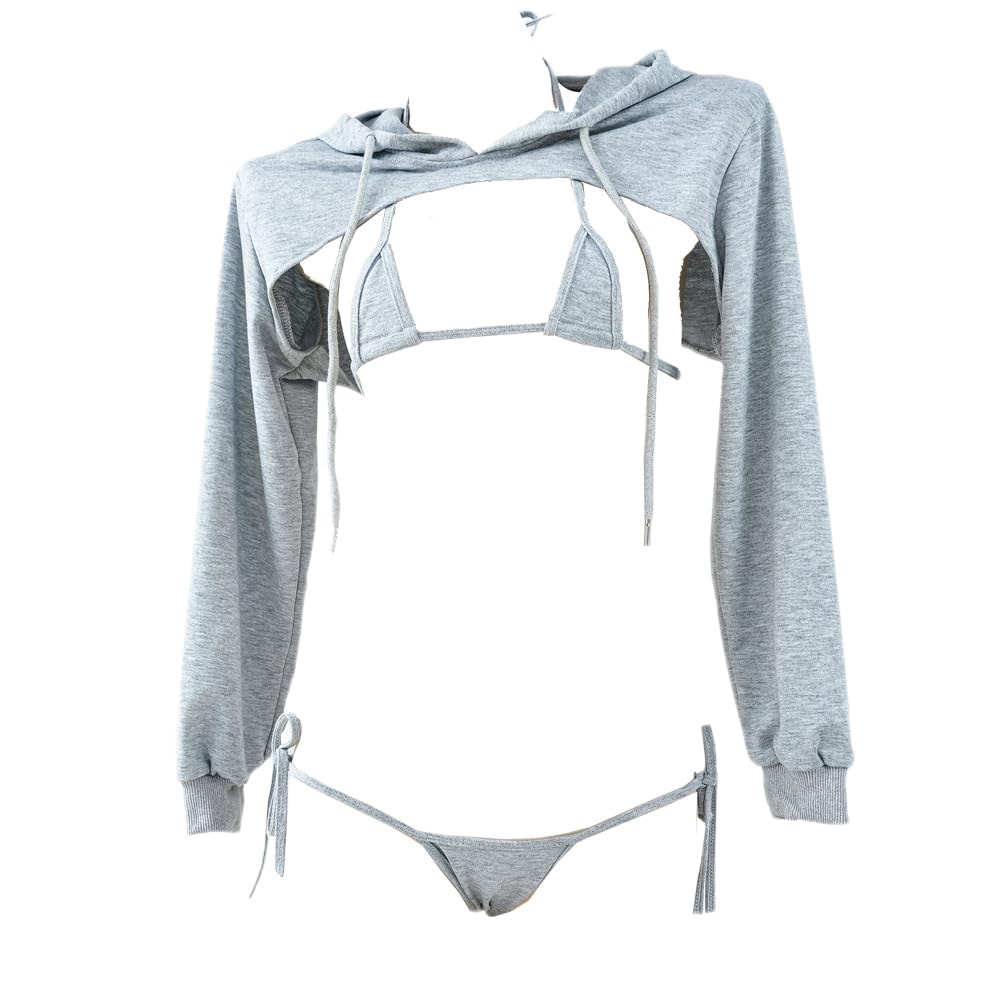 QNCLO Women's sexy cosplay tight fitting anime cute jumpsuit anime Japanese cute lingerie with hat anchor performance suit: Grey