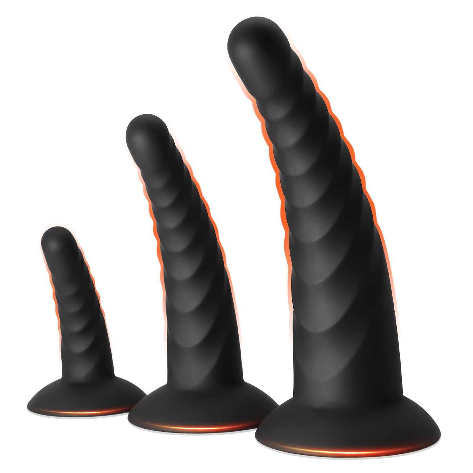 Anal Plug Pack of 3 Anal Toys, Silicone Adult Sex Anal Trainer Butt Plug for Beginners Advanced Players Anal Training Sets with Flared Suction Base Prostate Massager for Men, Women & Couple (): Black