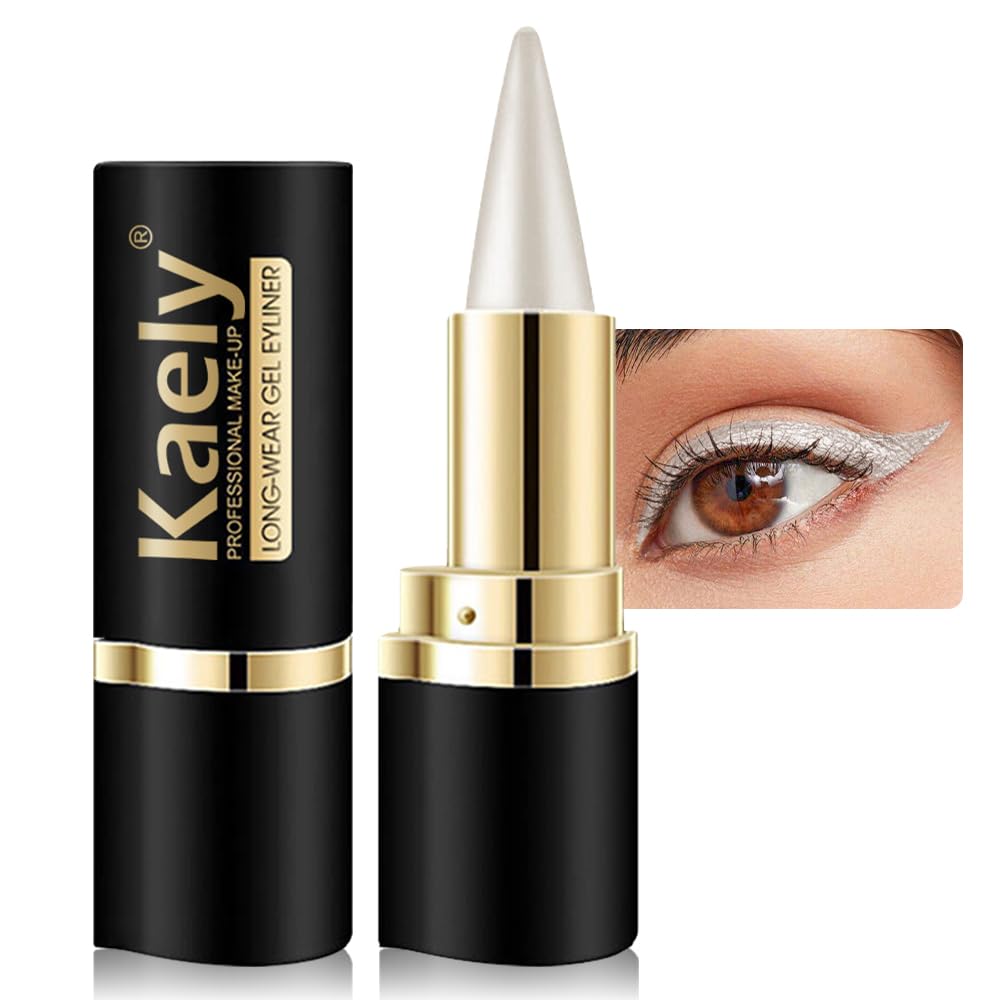 Kaely 2Pcs Gel Eyeliner Pencil, Natural Black Eyeliner Cream for Waterline, Liquid Eye Liner Waterproof Smudge Proof, Black Smoky Eyeshadow Palette Halloween Makeup, delineador de ojos contra el agua: 1 Count (Pack of 1) A-01 Silver