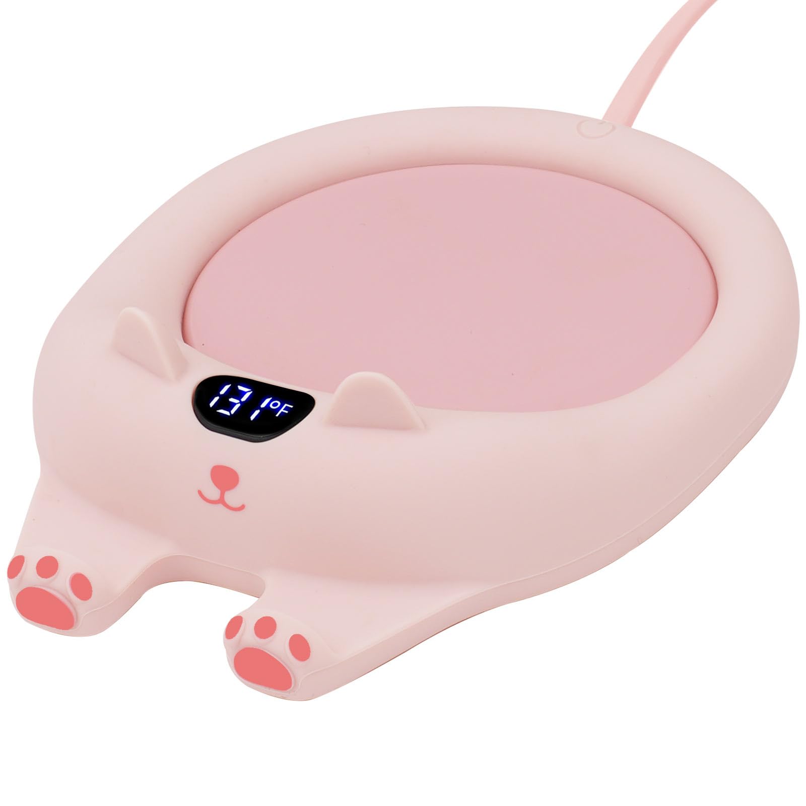 PUSEE Coffee Mug Warmer & Cute Cat Mug Set, Coffee Cup Warmer for Desk with Auto Shut Off, Beverage Warmer with 3 Temp Settings, Candle Warmer Coffee Warmer with Mug Set for Christmas & Birthday Gifts: Ador Pink