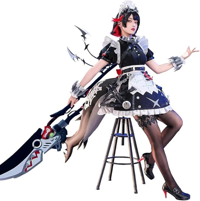 SRCOS ZZZ Ellen Joe Cosplay Costume SR Women Maid Dress Outfit Zenless Zone Zero Ellen Joe Cosplay Shark Tail