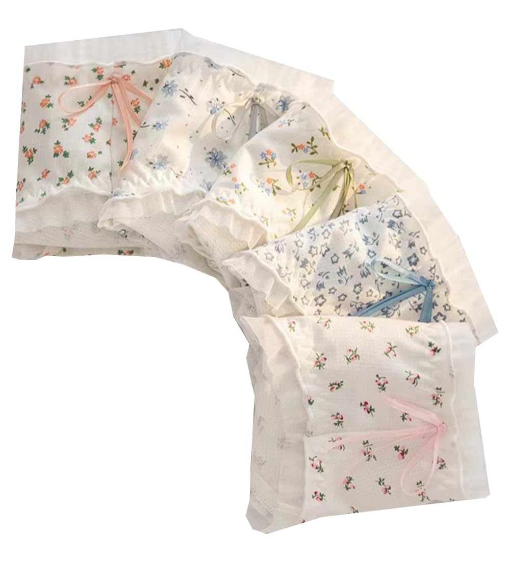 5 Pack Women Teens Pink Cotton Brief Japanese Kawaii Anime Lolita Panties Underwear Bikini Panty Set