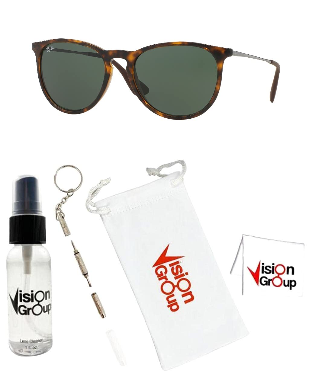 Ray-Ban RB4171 Erika Sunglasses + Vision Group Accessories Bundle: Light Havana/Dark Green (710/71)