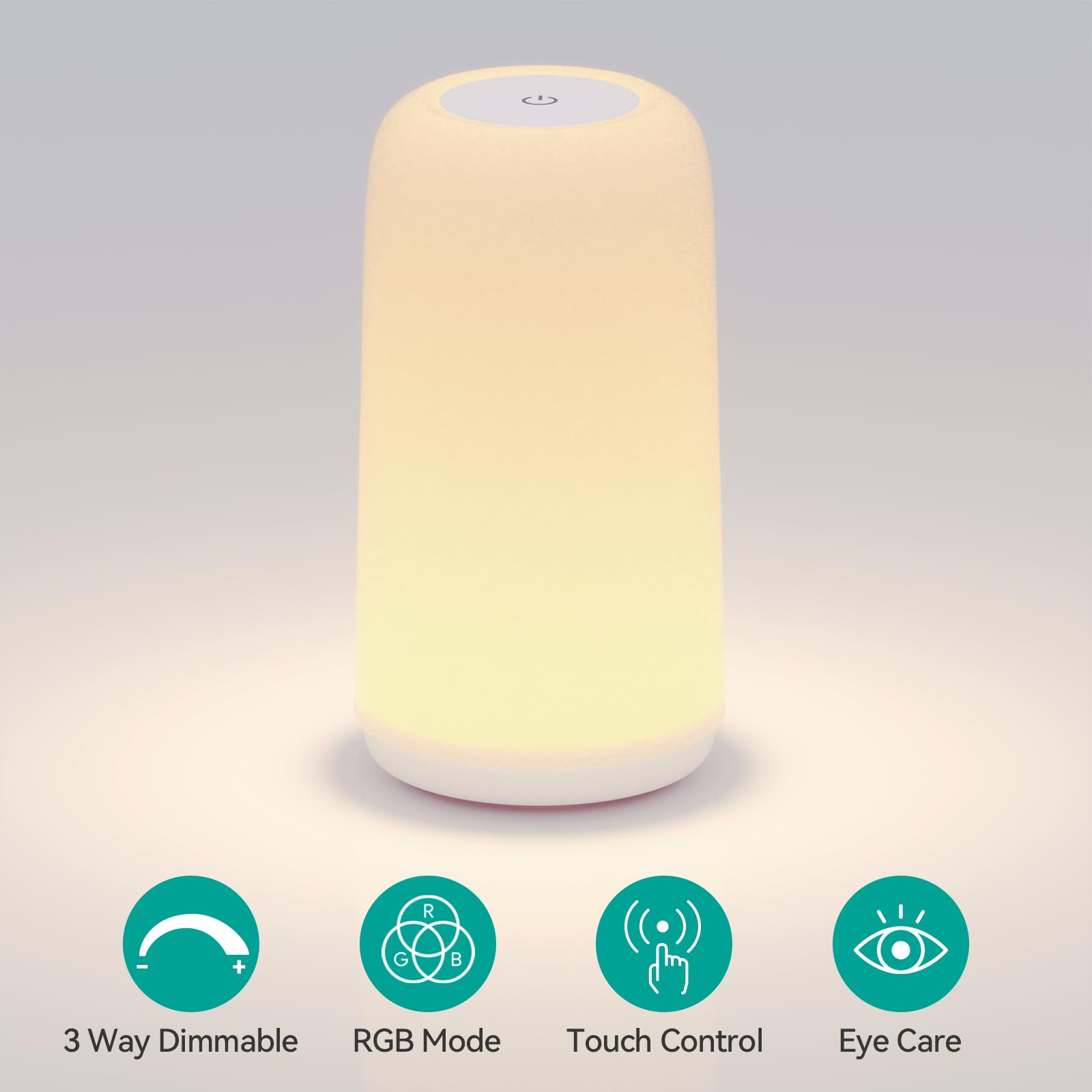 ROOTRO Touch Bedside Table Lamp, [Sleek Design & RGB Mode] 3 Way Dimmable Small Lamp for Bedroom, LED Lamp with Warm  Lights, Multi-Color Smart Nightstand Lamp for for Living Room Home Gifts: White