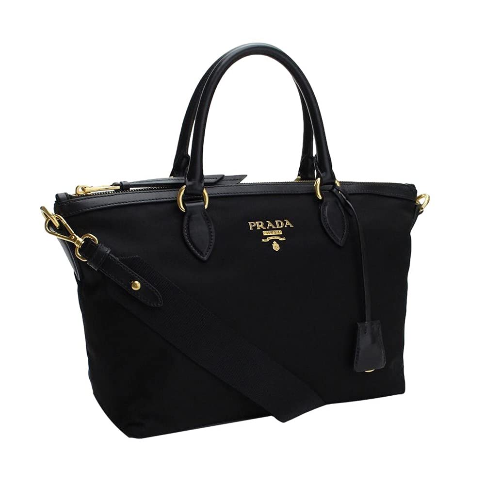 PradaWomens Black Tessuto Nylon Two-Way Satchel Handbag 1BA104: PradaWomens Black Tessuto Nylon Two-Way Satchel Handbag 1BA104
