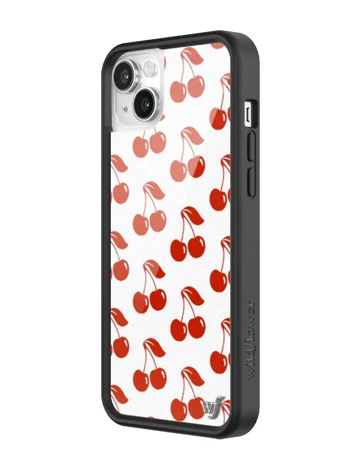 Wildflower Cases - Compatible with Apple iPhone 13/14 | Protective Black Bumper, 4ft Drop Test Certified, Women Owned Small Business | American Cherries - Cherry Red White Aesthetic Trendy Cute