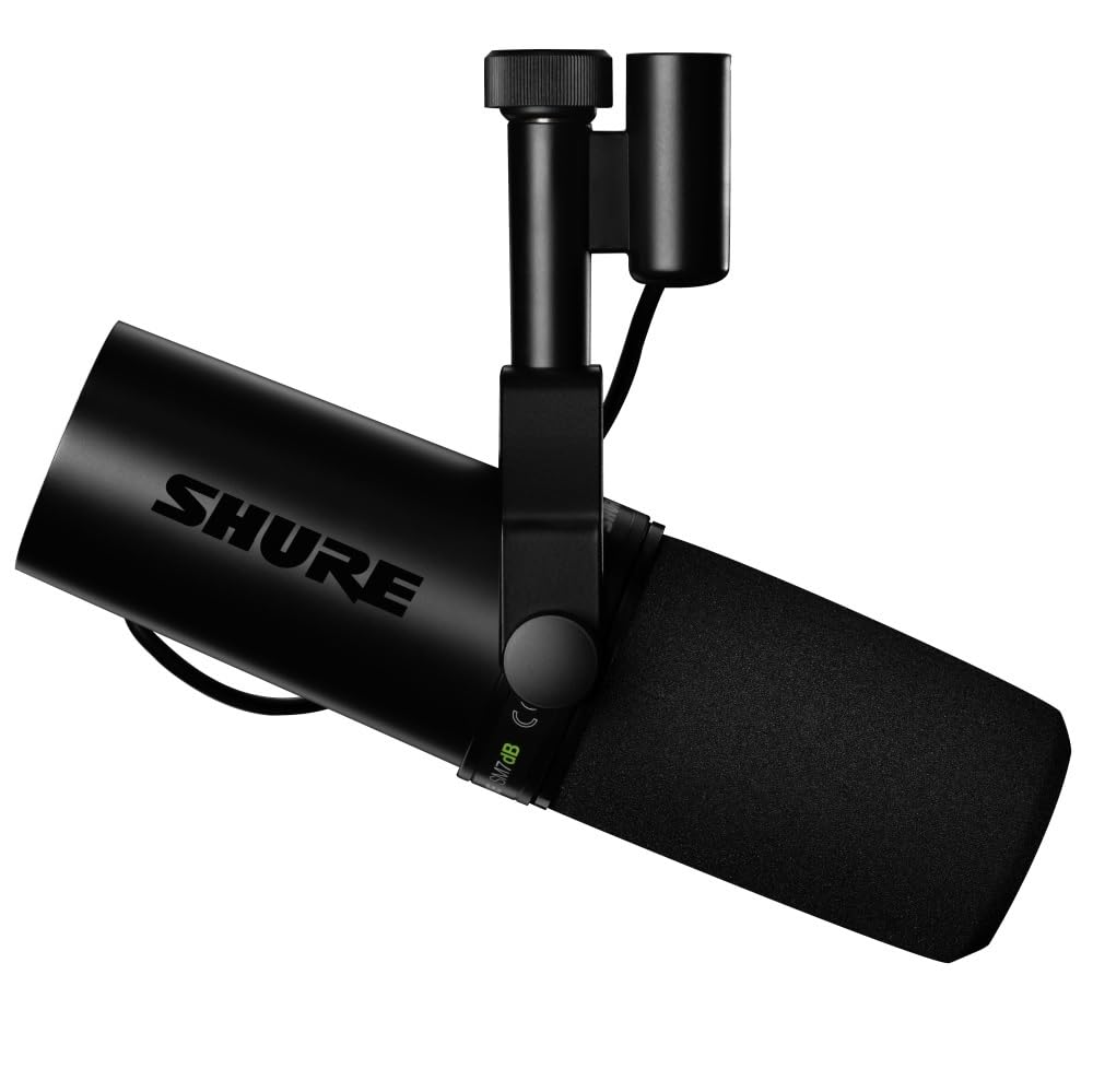 Shure  Microphone - Vocal Dynamic Studio Mic for Broadcast, Podcast, Recording, Gaming & Streaming, XLR, Rugged Construction, Detachable Windscreen, Smooth Sound, Warm Vocals, Wide-Range Frequency: SM7dB (Built-In Preamp)