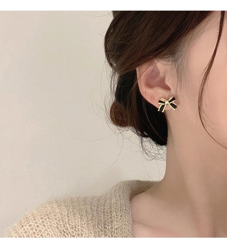 Gold Plated Bow small tiny cute stud hoop Earrings for Women Fashion Jewelry: Gold Plated Bow small tiny cute stud hoop Earrings for Women Fashion Jewelry