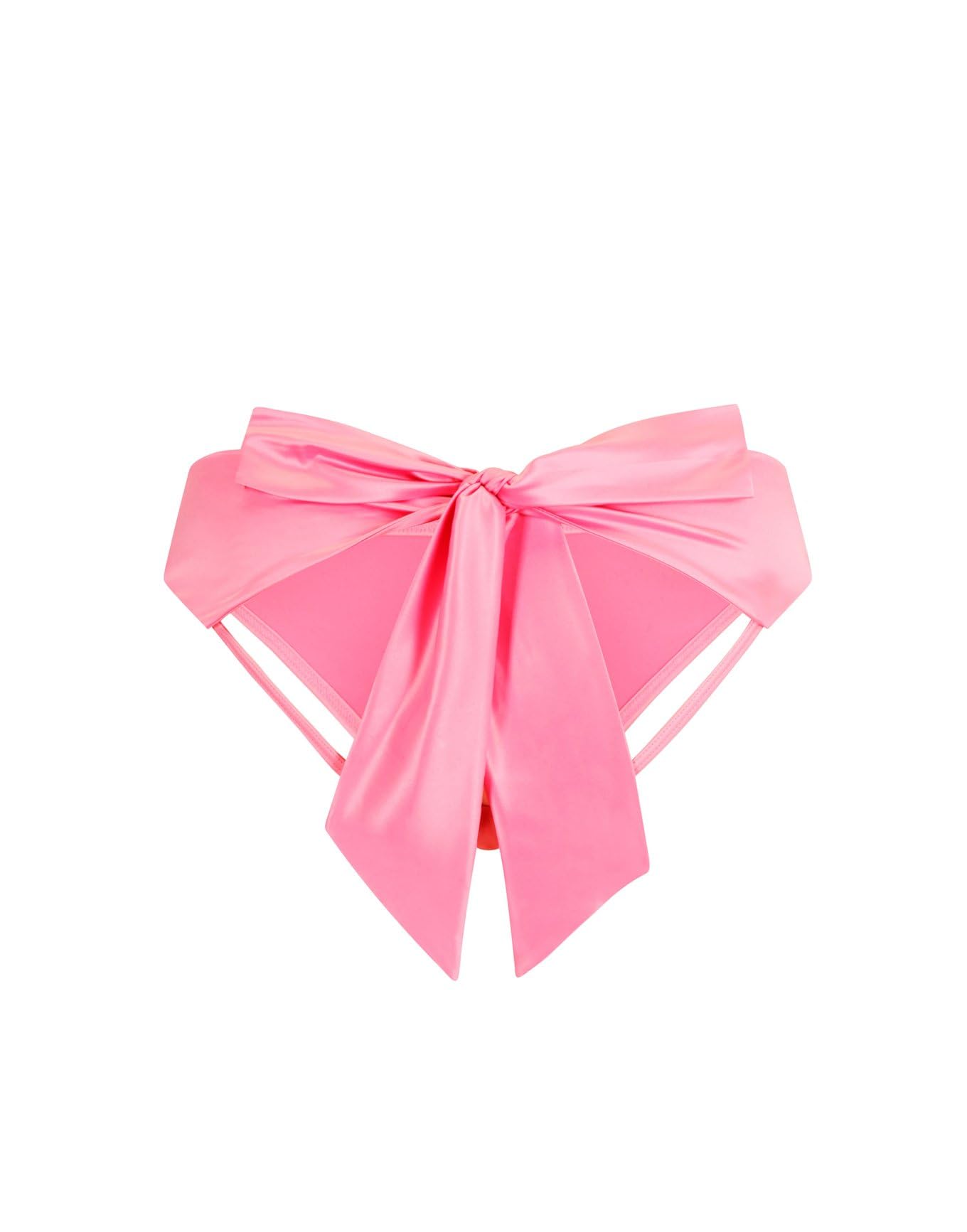 Adore Me Gynger Unlined Quarter Cup Bow Bra & Bikini Panty - Underwire Satin Balconette Bra for Women & Satin Panties with Bow Tie, Medium Pink, XL