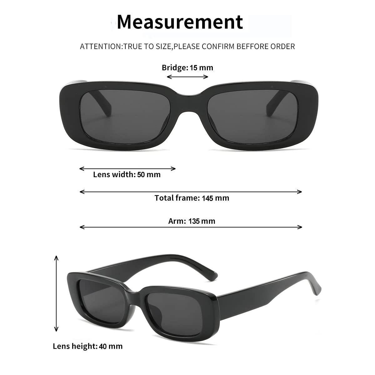 BOJOD Rectangle Sunglasses for Women Retro Fashion Sunglasses UV 400 Protection Square Frame Eyewear thumbnail 5