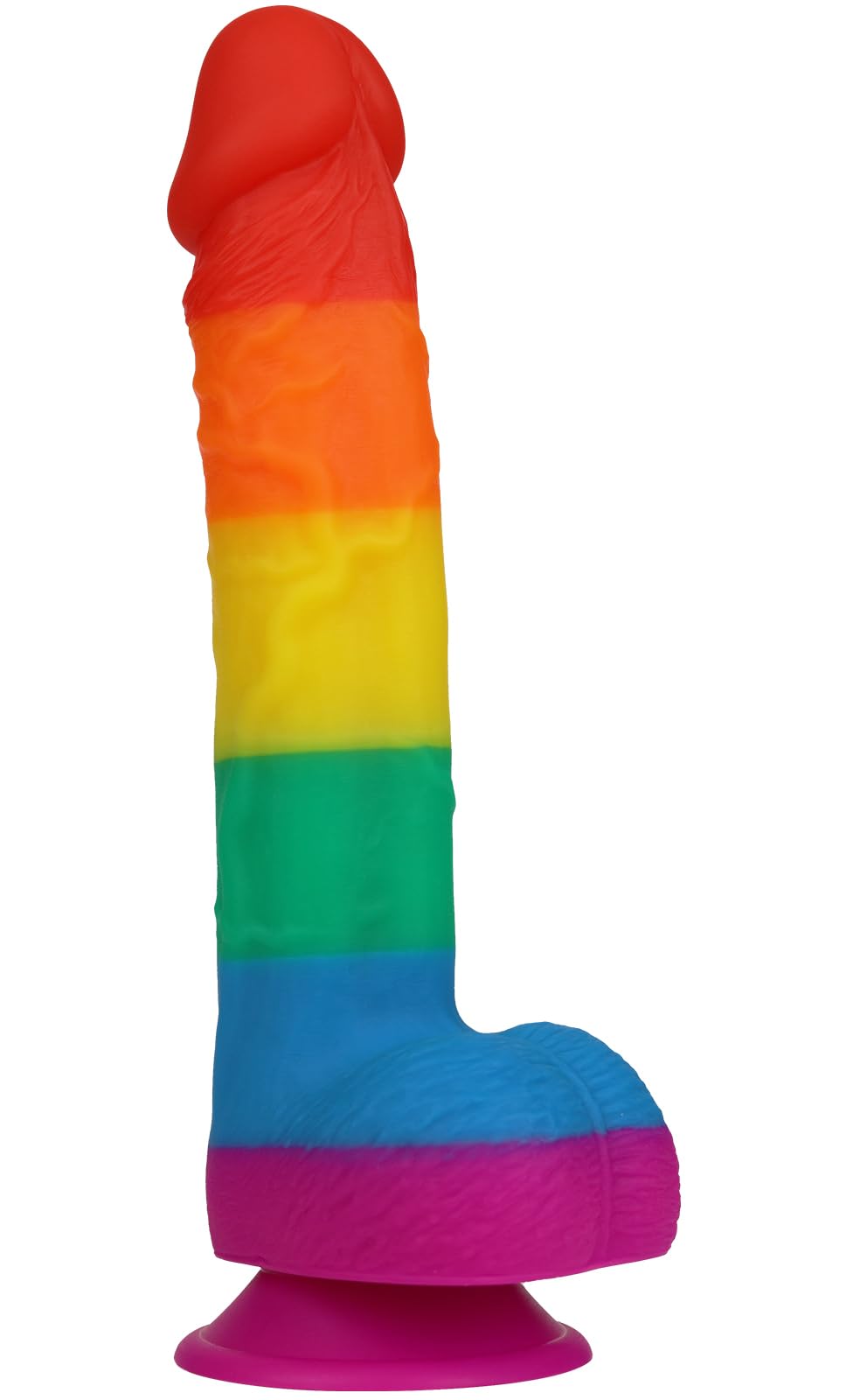 Realistic Dildo for Adult Sex Toys Liquid Silicone Material Strong Suction Cup Hands-Free Play 2 Balls(Rainbow): 9.3 Inch