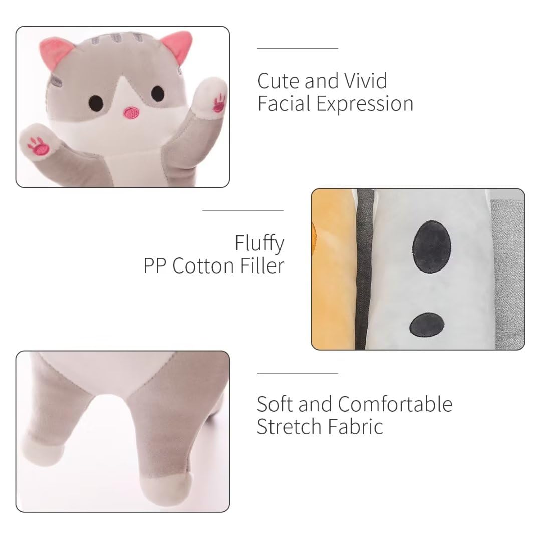 SHINUOER Long Cat Plush Pillow Cat Body Pillow,Black Cat Stuffed Animal Soft Plushies Kawaii Stuffed Kitten Plush Toy for Kids Girlfriend(Black, 35.4Inch)