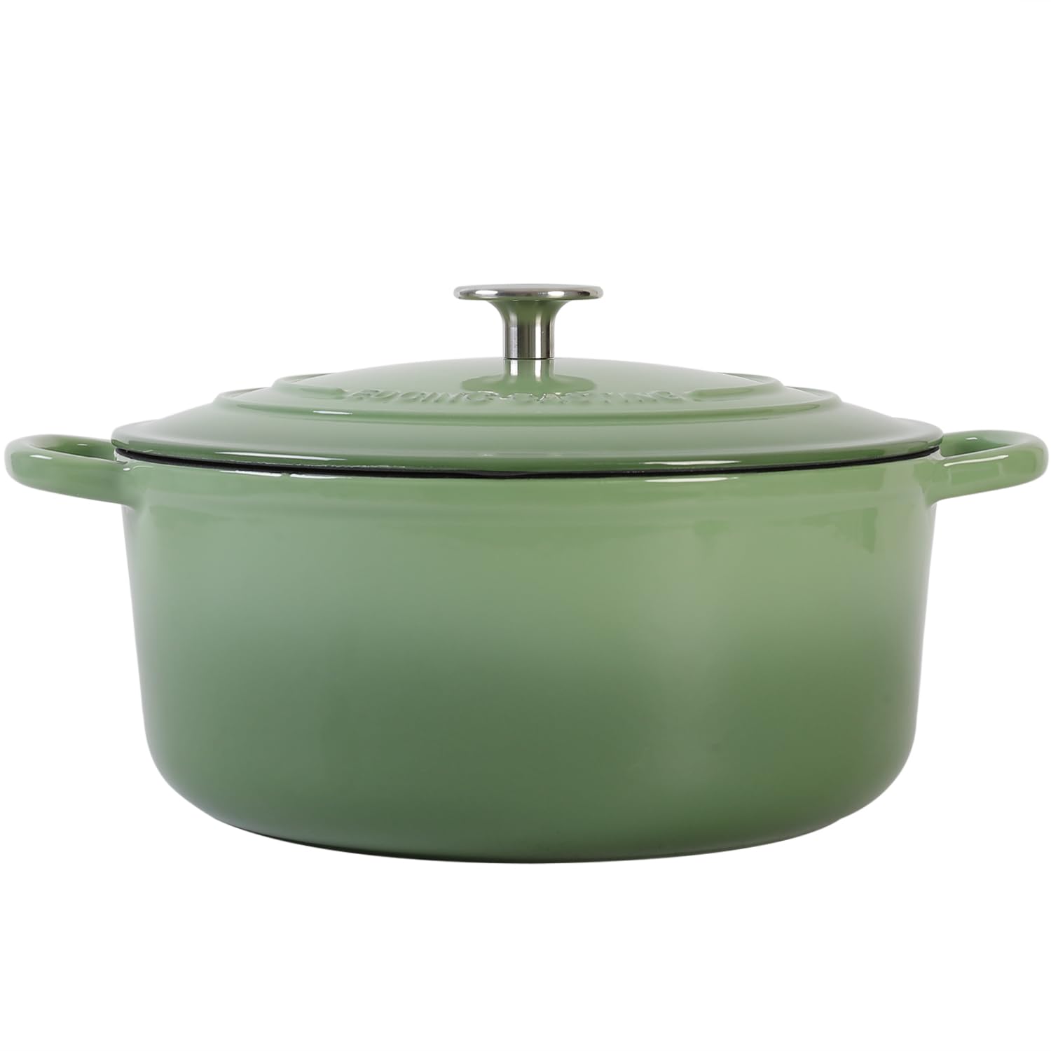 EDGING CASTING Enameled Cast Iron Covered 5.5 Quart Dutch Oven with Dual Handle, Dutch Ovens with Lid for Bread Baking, Pink: 7QT Pistachio Green
