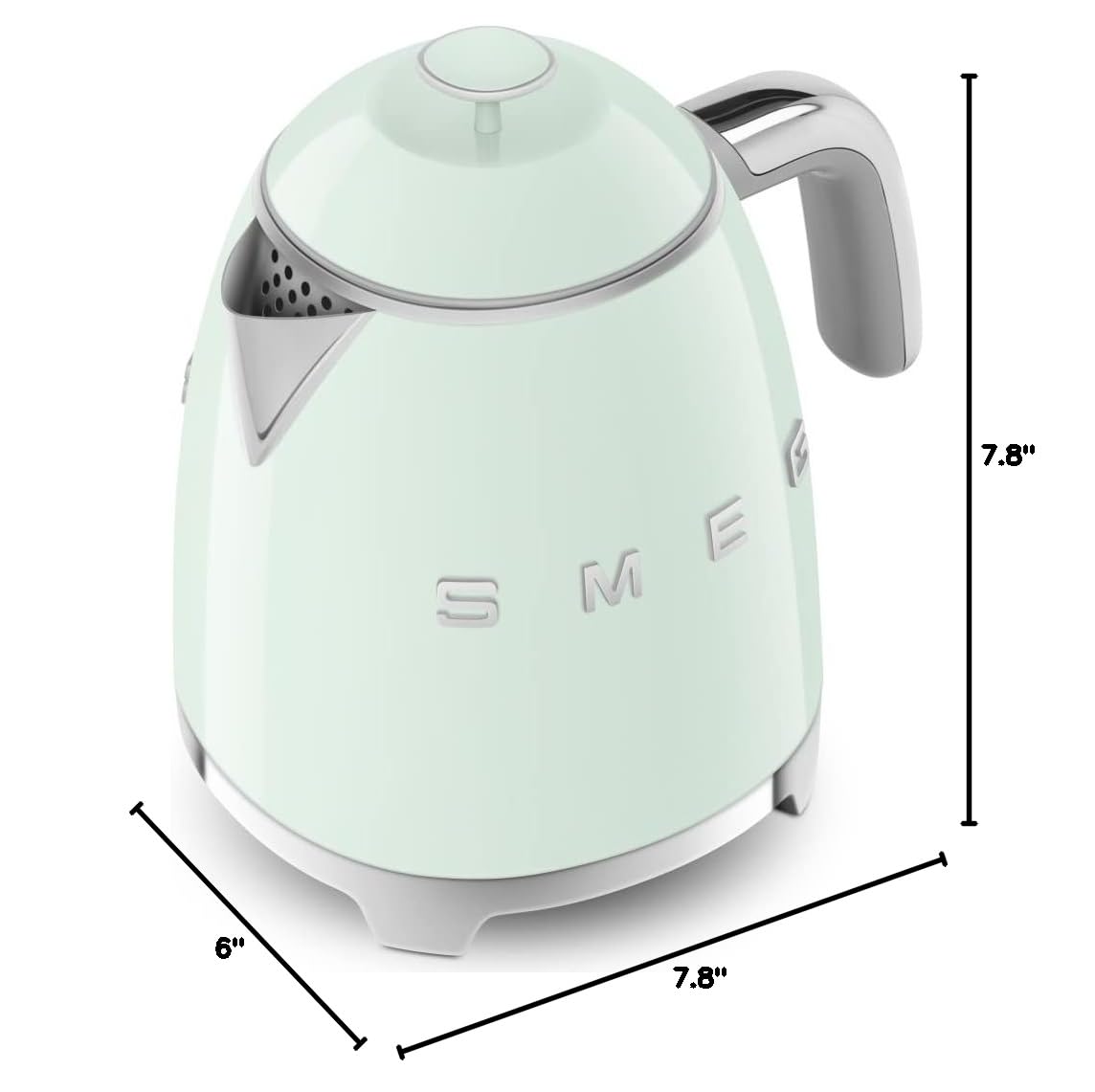 SMEG Mini 50's Retro Style 3 Cup Electric Kettle with Double Wall Anti Slip Base and Water Level Indicator (): Pastel Green