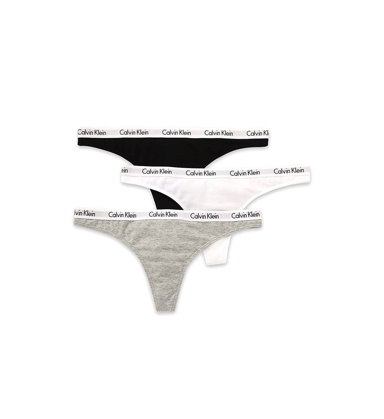 Calvin Klein Women's Carousel Logo Cotton Stretch Thong Panties, 3 Pack: Black/White/Grey Small