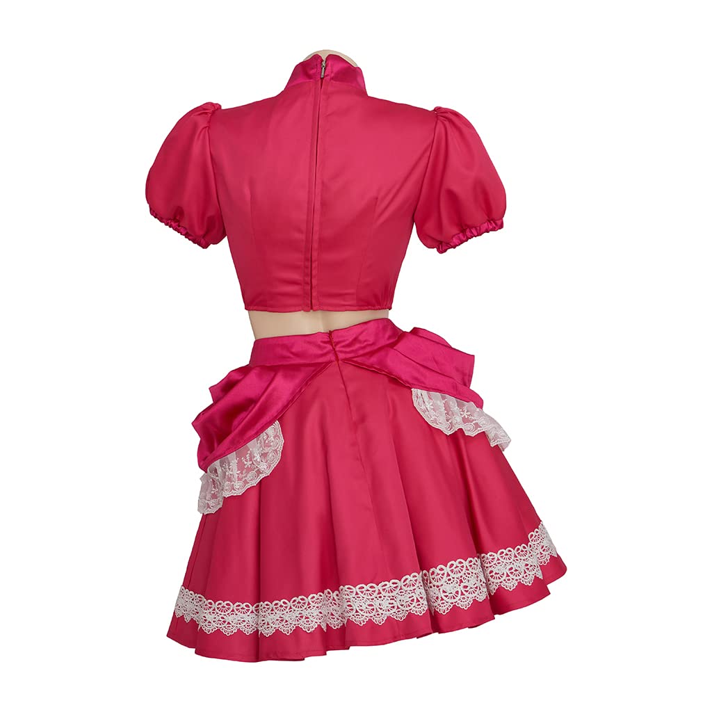 Willyacos Womens Super Brothers Princess Peach Costume Halloween Party Dress Sexy Pink Princess Dress Cosplay for Adult: 3X-Large Pink