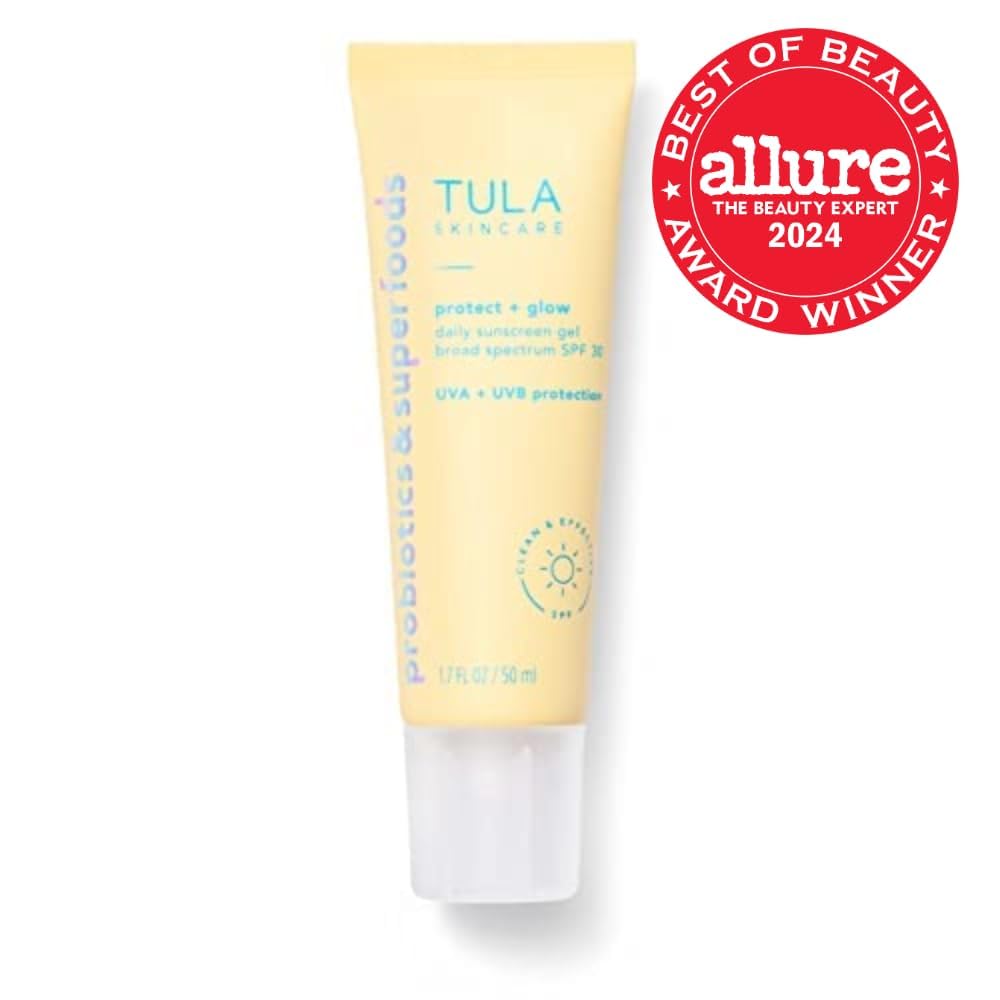 TULA Skin Care Protect + Glow Daily Sunscreen Stick Gel Broad Spectrum SPF 30 - Skincare-First, Non-Greasy, Non-Comedogenic & Reef-Safe with Pollution & Blue Light Protection.: Protect + Glow, 1.7 fl oz