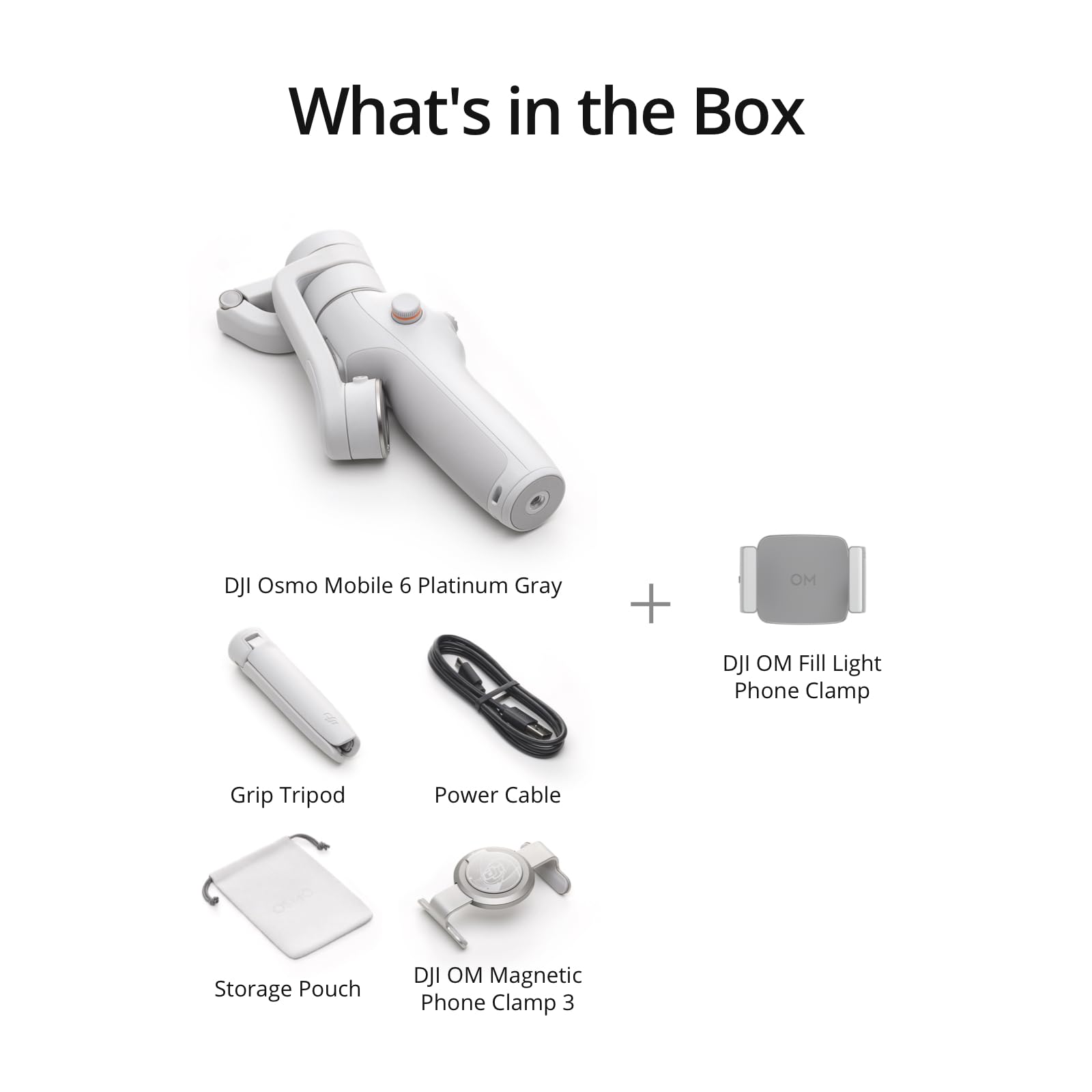 DJI Osmo Mobile 6 Gimbal Stabilizer for Smartphones, 3-Axis Phone Gimbal, Built-In Extension Rod, Object Tracking, Portable and Foldable, Vlogging Stabilizer, YouTube TikTok, Slate Gray: DJI Osmo Mobile 6 Fill Light Combo, 3-Axis Phone Gimbal, Built-in Extension Rod, Portable and Foldable, Android and iPhone Gimbal, Object Tracking, with a Fill Light Phone Clamp, Platinum Gray