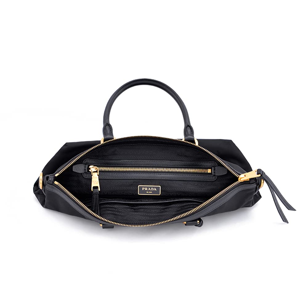 PradaWomens Black Tessuto Nylon Two-Way Satchel Handbag 1BA104: PradaWomens Black Tessuto Nylon Two-Way Satchel Handbag 1BA104