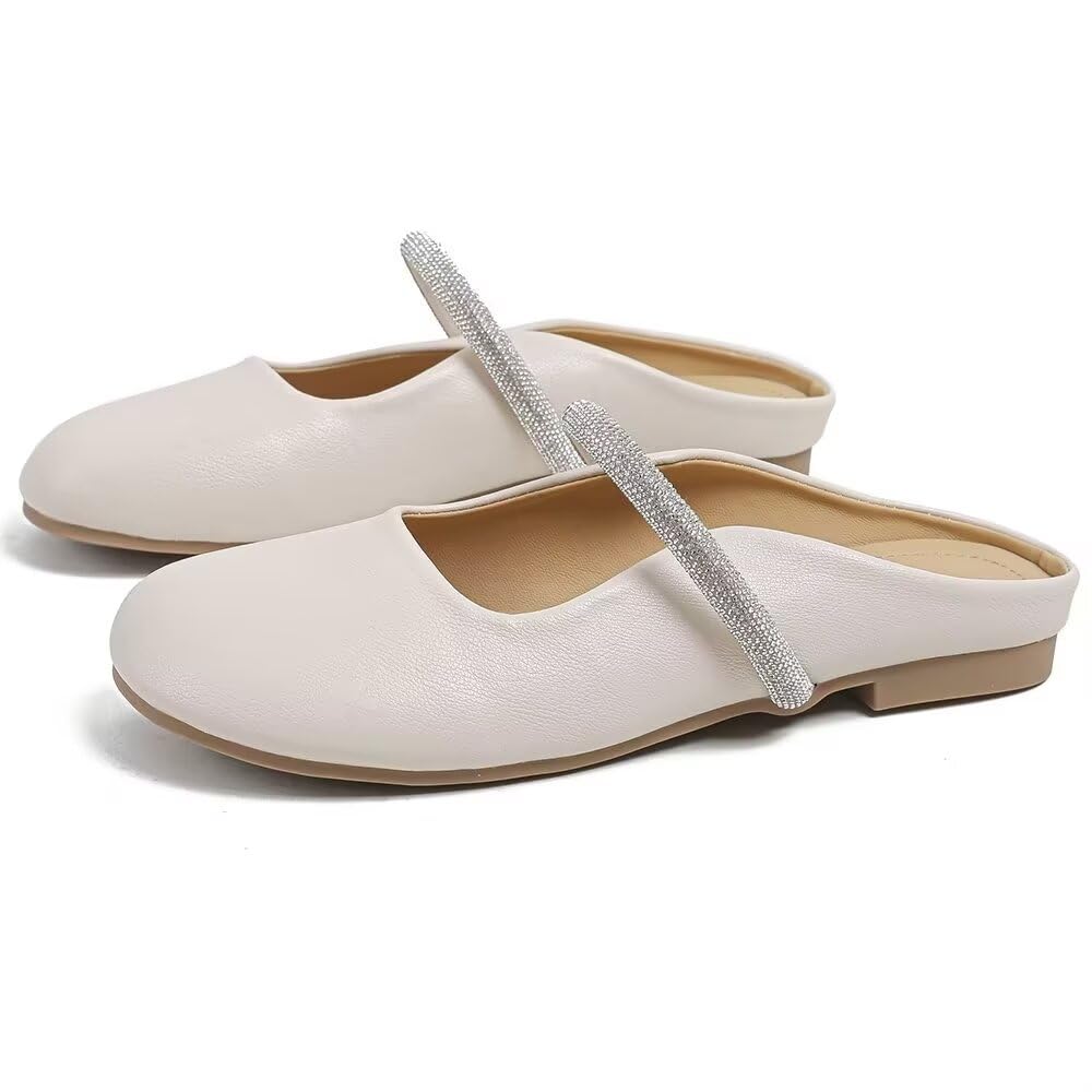 VFDB Women Mules Elegant Dressy Flats Closed Toe Microfiber Leather Shoes Adjustable Buckle Strap Mary Jane Casual Office Shoes thumbnail 1
