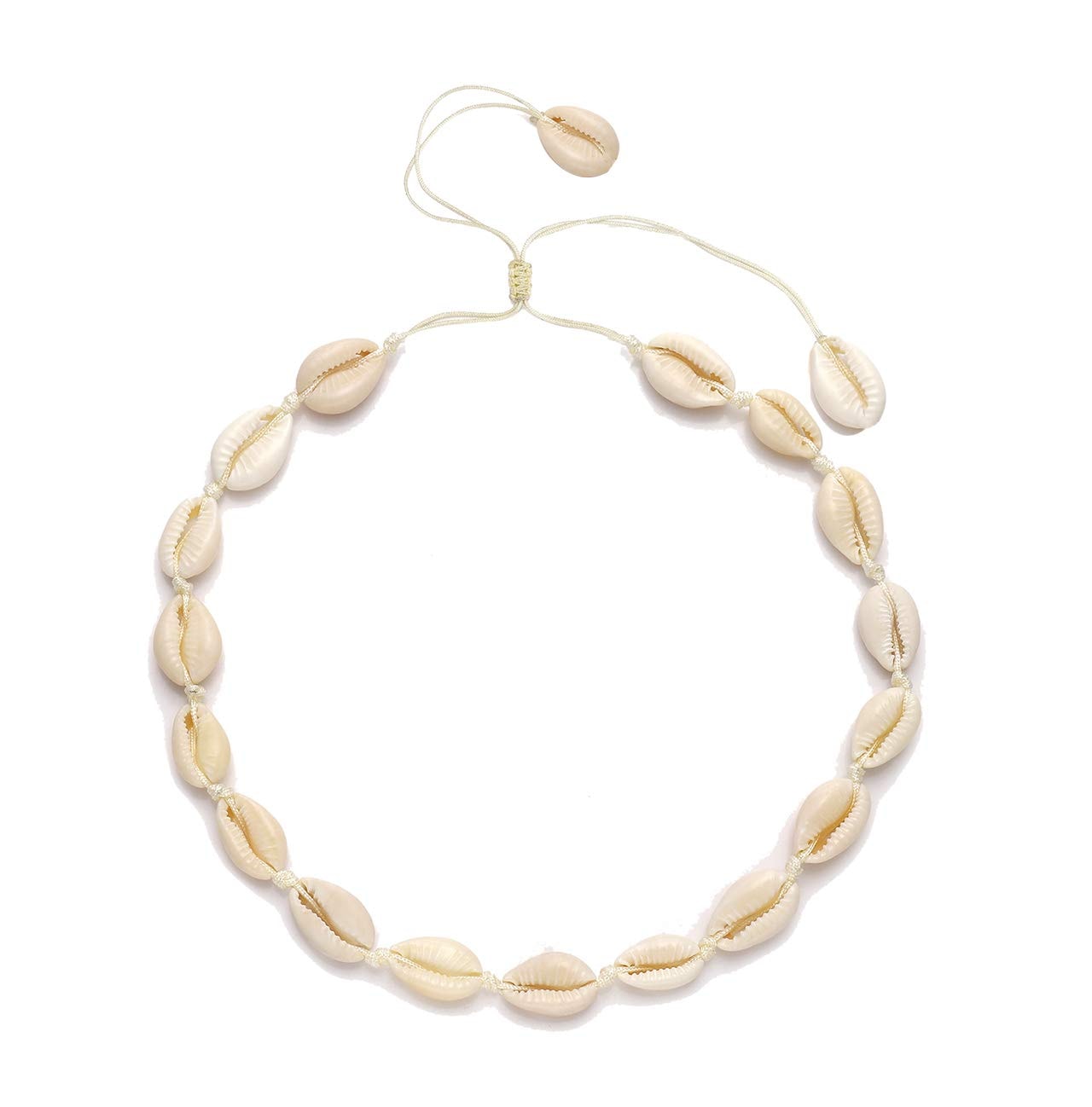 CENAPOG Cowrie Shell Choker Necklace for Women Puka Shell Necklace Corded Seashell Necklace Hawaiian Beach Jewelry