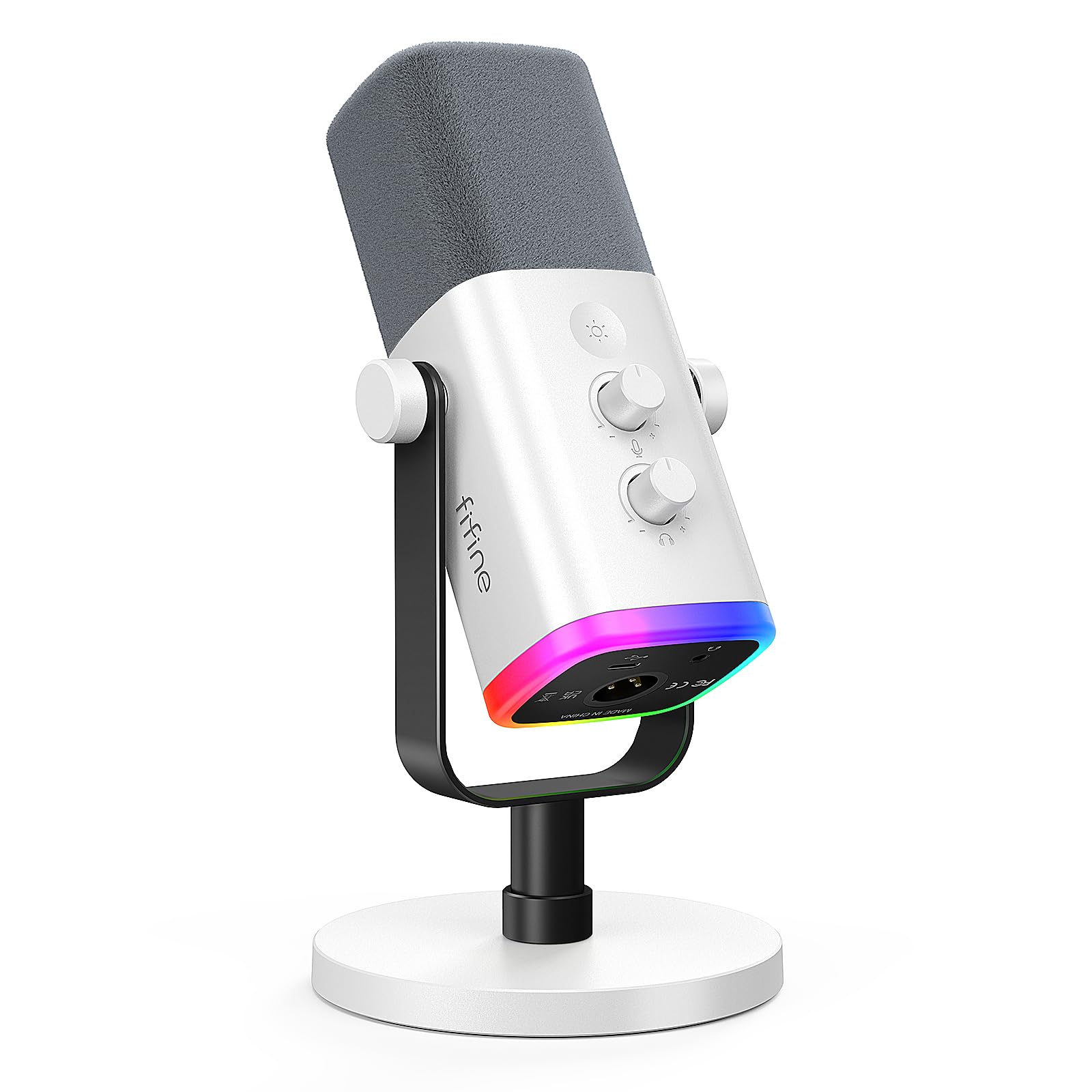 FIFINE USB/XLR Dynamic Microphone for Podcast Recording, PC Computer Gaming Streaming Mic with RGB Light, Mute Button, Headphones Jack, Desktop Stand, Vocal Mic for Singing YouTube-AmpliGame AM8 thumbnail 1