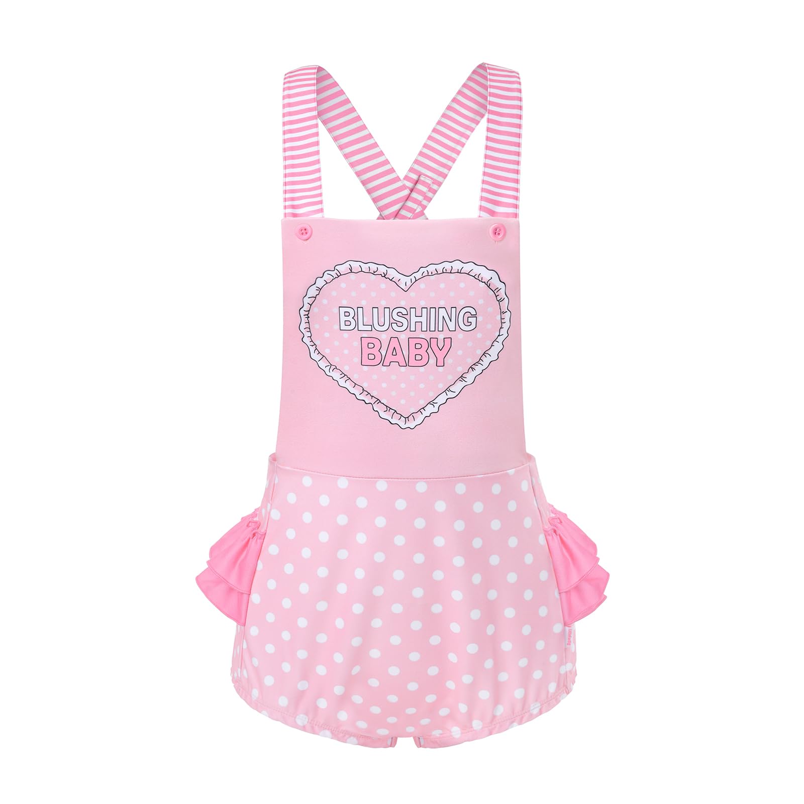 Littleforbig Short Overalls Shortalls - Blushing Baby Ruffle Butt Shortalls: Small Pink