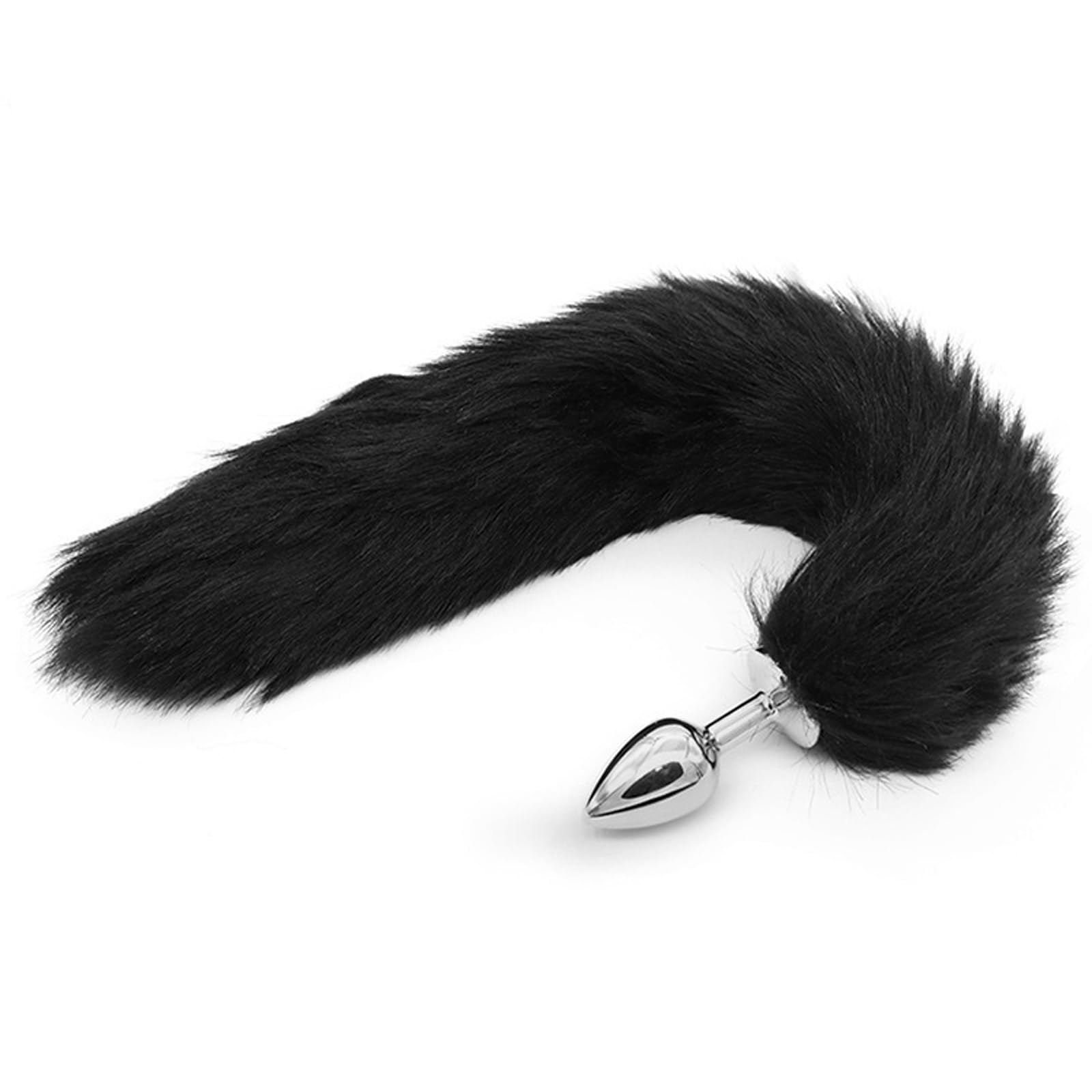 Tail Plug Anal Butt Plug, Butt Plug Faux Fur Tail Anal Sex Toys Buttplug Wolf Tail Toys Stainless Steel But Plug Butt Toys Sex Toys for Women Cosplay Adult Sex Toys for Women Men Couple (Grey): F-black