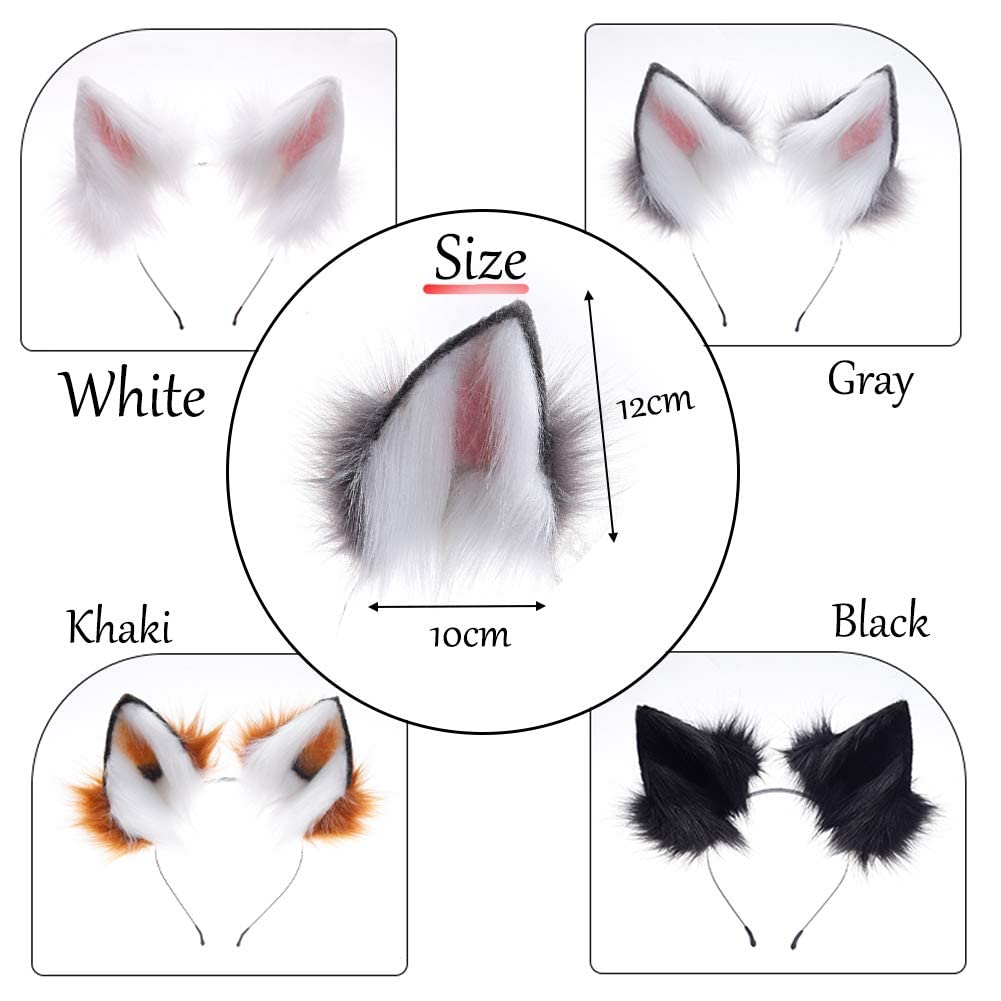 QinRuan Fox Cat Long Fur Ears Hair Headwear Wolf Animal Anime Halloween Cosplay Costume: Orange