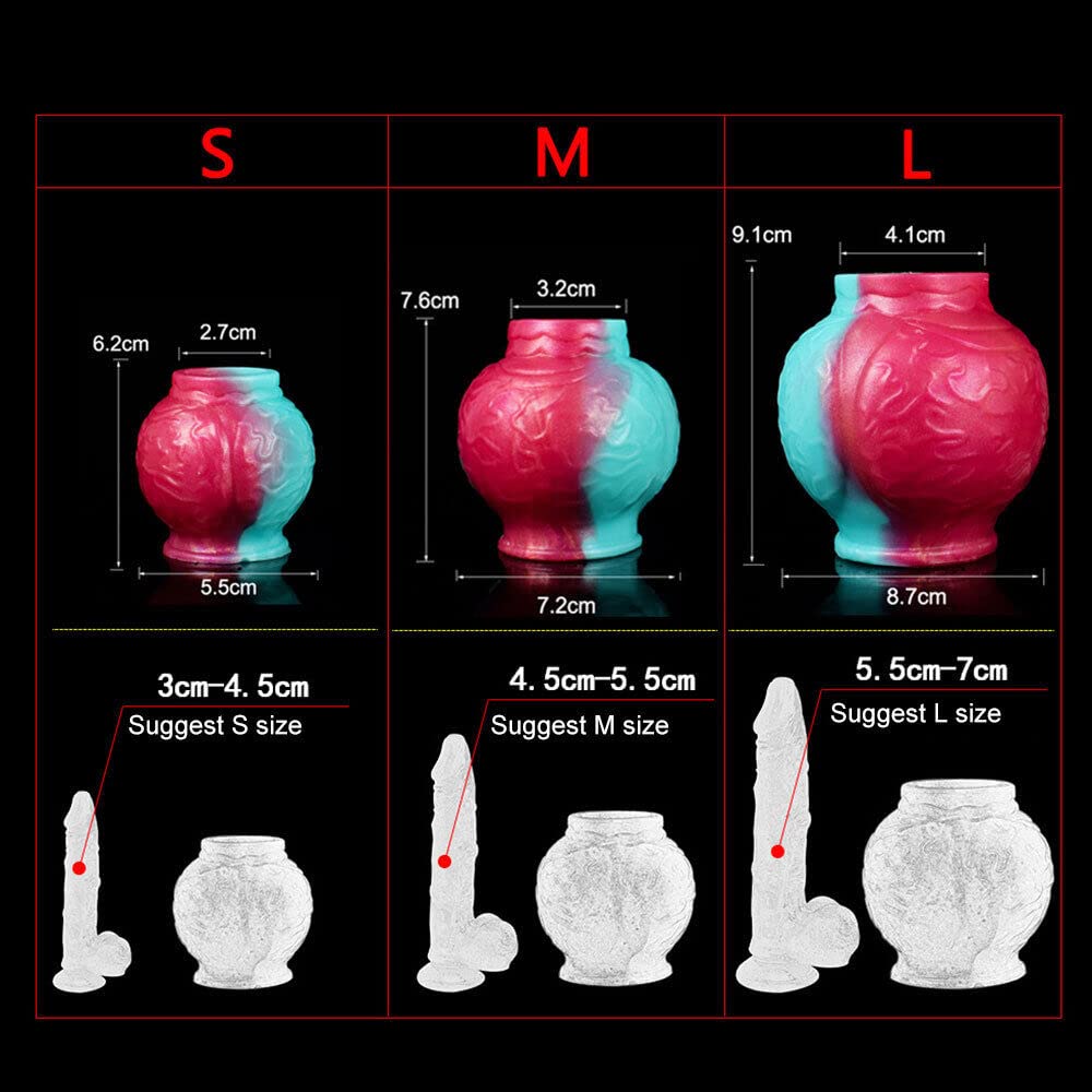 Silicone Large Knot Dildo Cock Ring Penis Sleeve Vaginal Anal Stimulate Ring Toys (M): Large