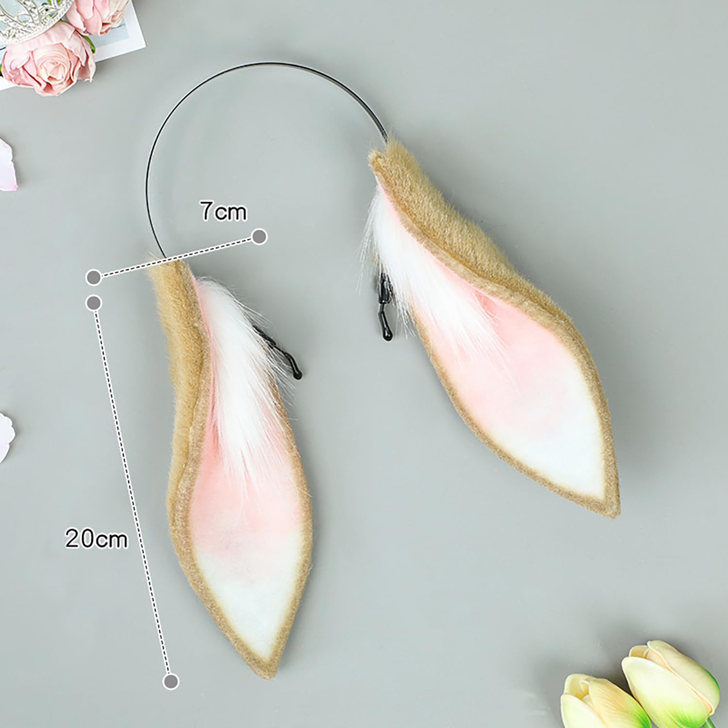 Faylay Women/Girls Cosplay Bunny Ears Rabbit Headband Animal Ears Furry Bunny Ears Party Accessories (MHTCET-2Black): Mhtcet-1white