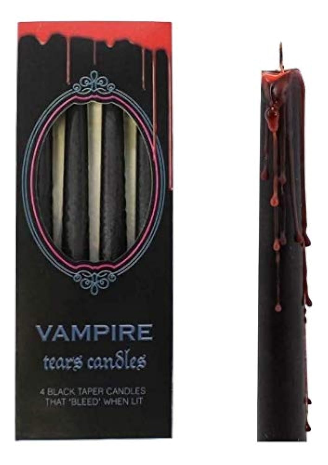 something different Vampire Tears Black Candles - Set of 4 Bleeding Candles - Gothic Rituals Halloween: something different Vampire Tears Black Candles - Set of 4 Bleeding Candles - Gothic Rituals Halloween