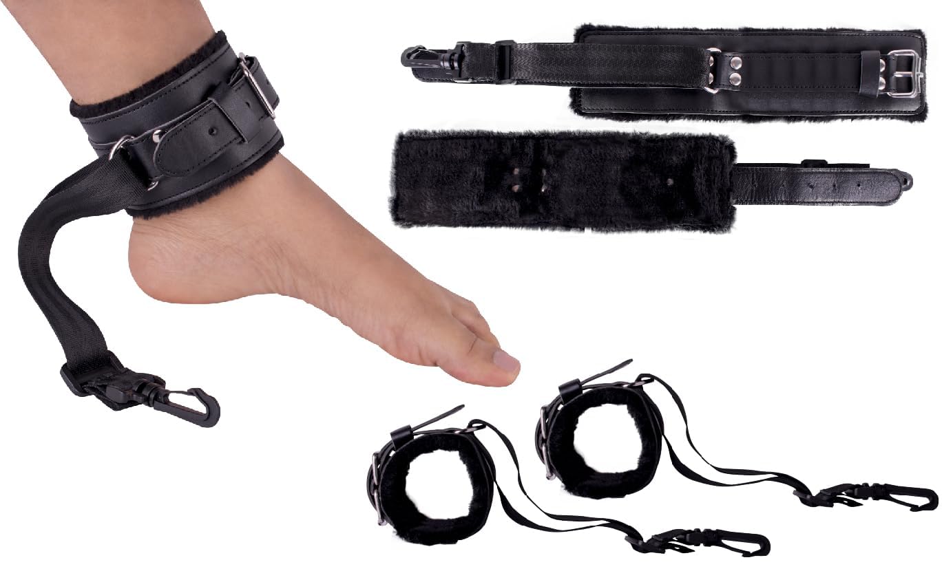 Motorbunny Premium Leather Extendable Ankle Restraints Pair with Clips to Attach to Motorbunny Sex Machine, Adult Sex Toys, BDSM Restraints, Bondage Gear & Accessories, Bondage Cuffs thumbnail 2