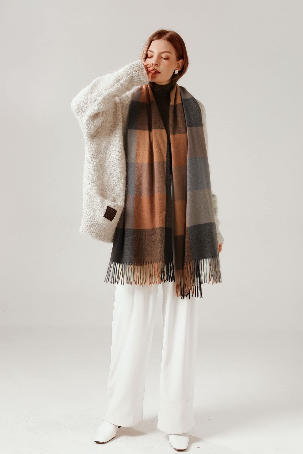 PCIQUTE Tartan Plaid Scarves for Women Winter,Long Scarves for Women with Fringe,Super Soft Scarf for Women Winter