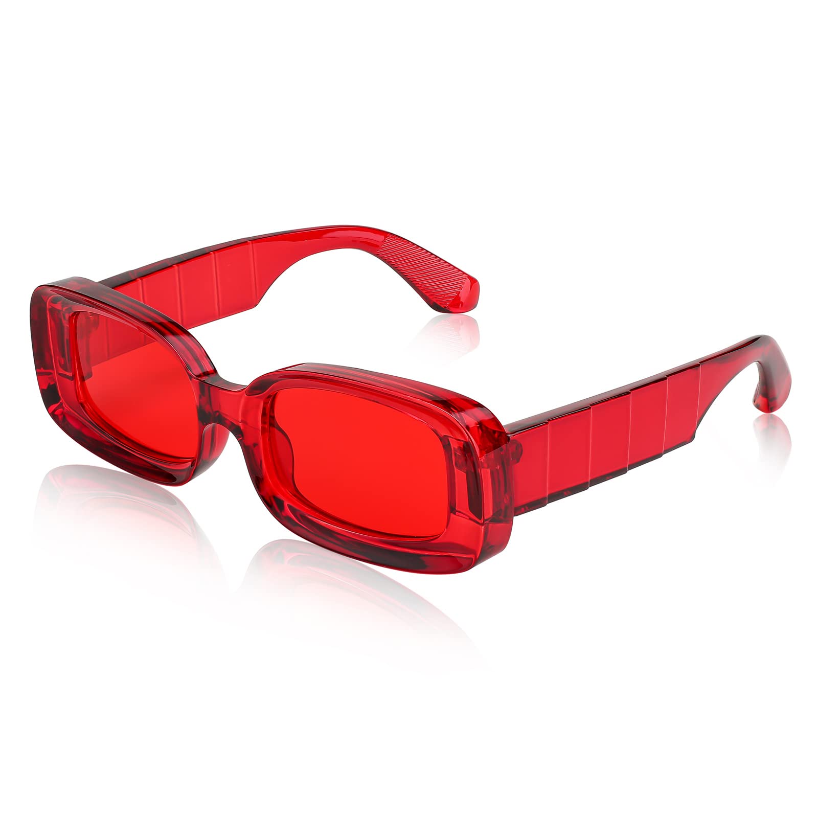FEISEDY Retro Thick Rectangle Sunglasses Retro 90s Small Chunky Square Women Men B2307 thumbnail 1