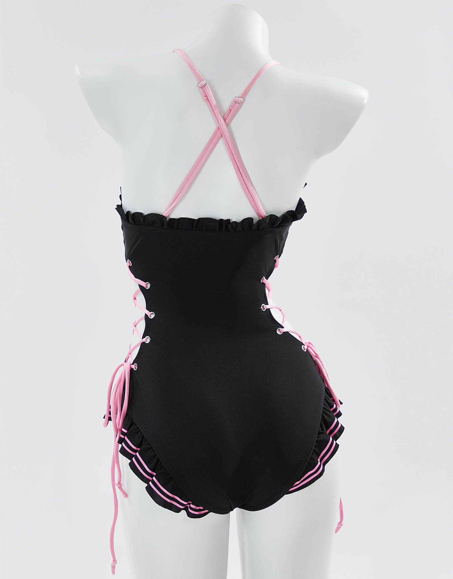 haikyuu Women Sailor Bunny Swimsuit Kawaii One Piece Swimsuit Cute Goth Bathing Suit Ruffle Tie Side