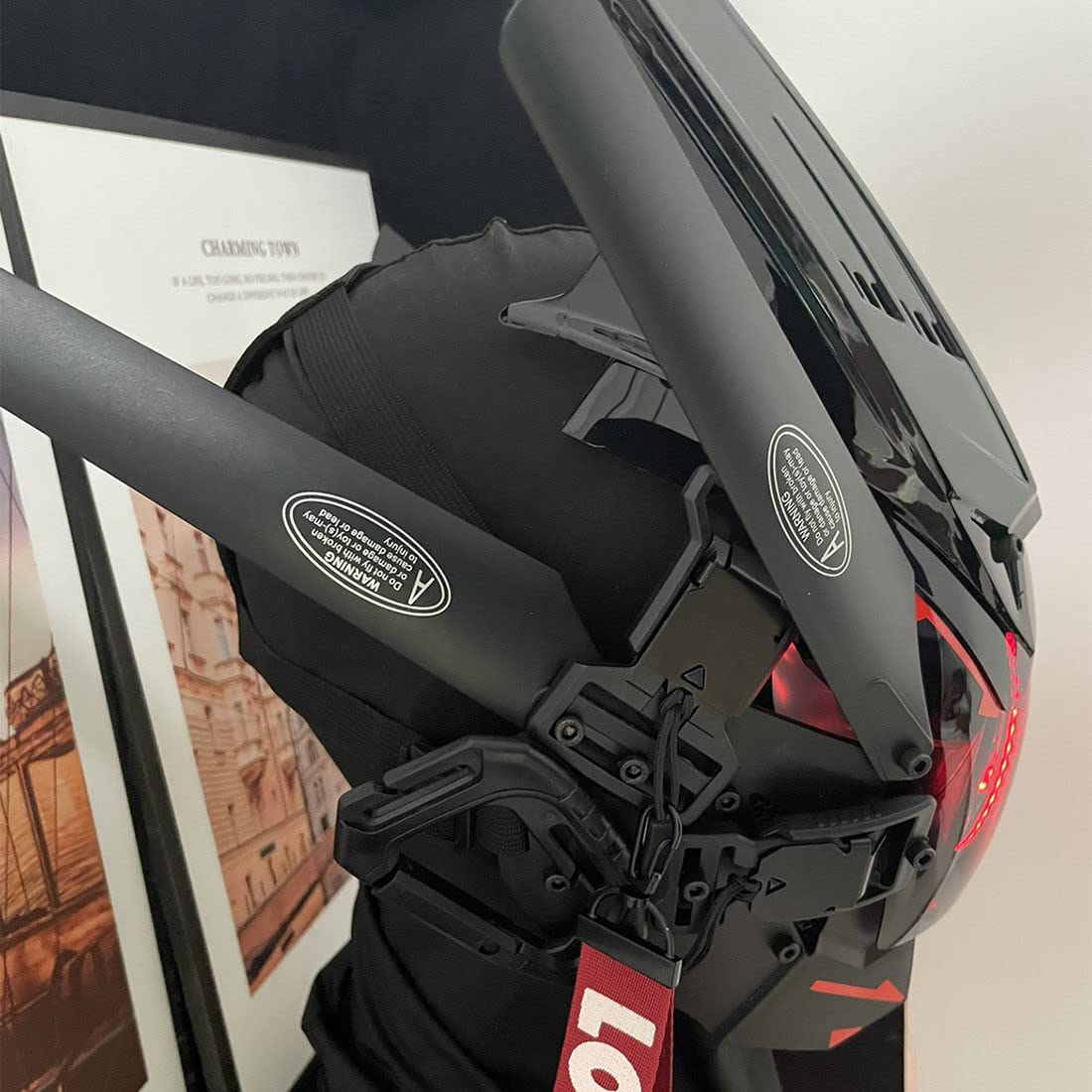 OYDL Cosplay Helmet for Men, Futuristic Tech Punk Mask with LED Light for Cyberpunk Cosplay: Type G