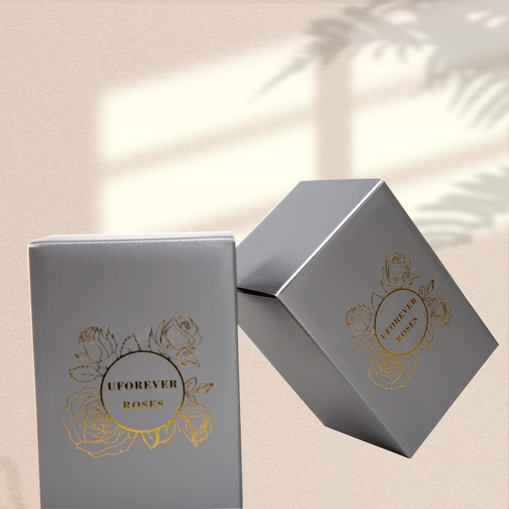 UFOREVER ROSES 7-Piece Preserved Roses in a Box, Flowers Gifts for Her, Roses That Last a Year and More (Black)