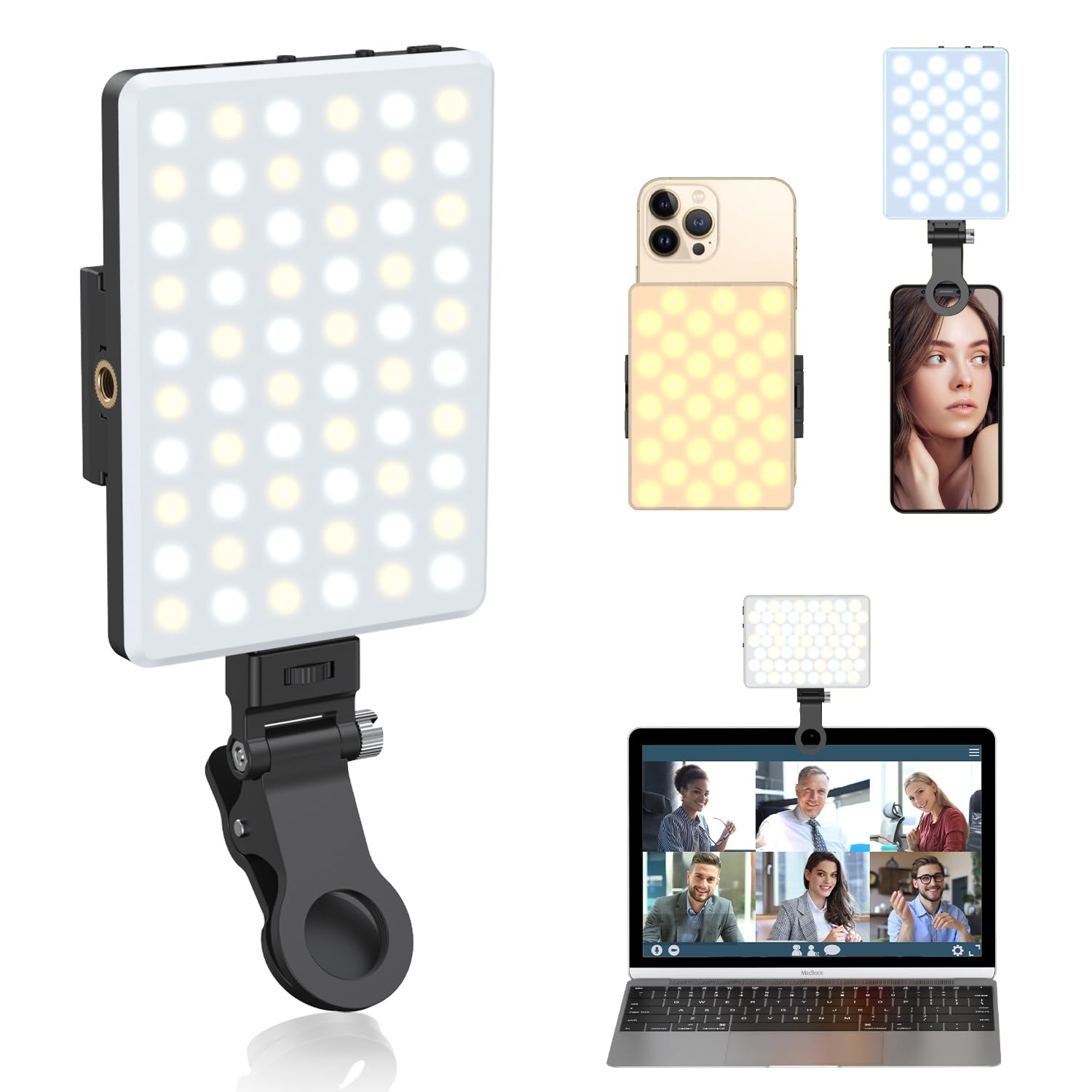 OLRPT Selfie Light, Phone Light Underwater Continuous Lights, 60 LED Portable Light with 3 Modes, 5000mAh Rechargeable Video Light for Phone, iPhone, IPad, Laptop, TikTok, Makeup, Live Stream, Vlog: Black