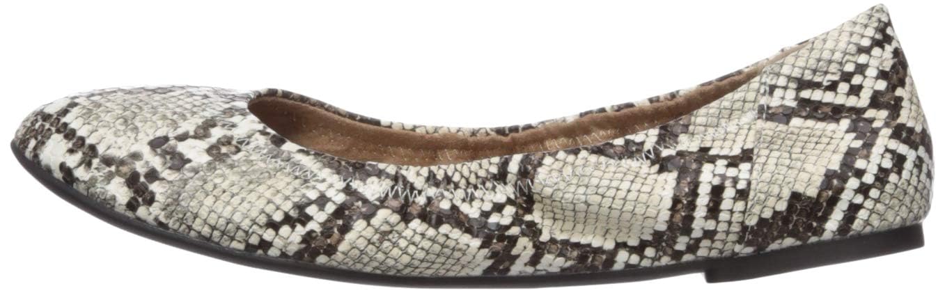Amazon Essentials Women's Belice Slip On Ballet Flat: 7.5 Black White Faux Snake Skin