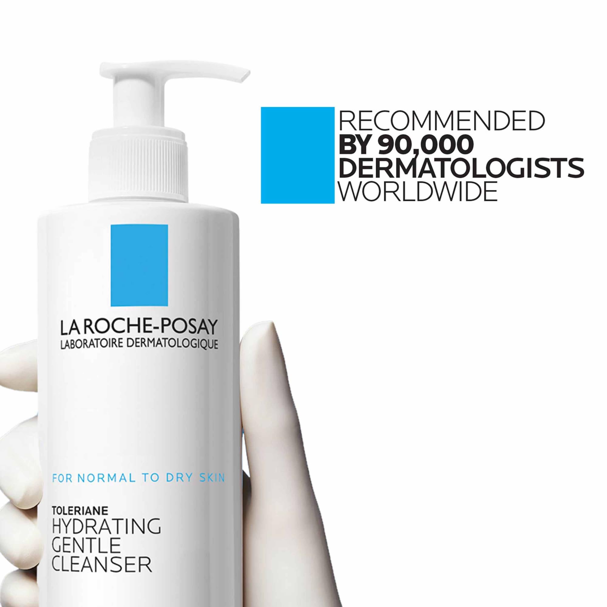 La Roche-Posay Toleriane Hydrating Gentle Face Cleanser, Hydrating Facial Cleanser With Niacinamide + Ceramides, Daily Face Wash For Dry Skin To Normal Skin, Sensitive Skin Tested, Fragrance Free: 13.52 Fl Oz (Bottle)