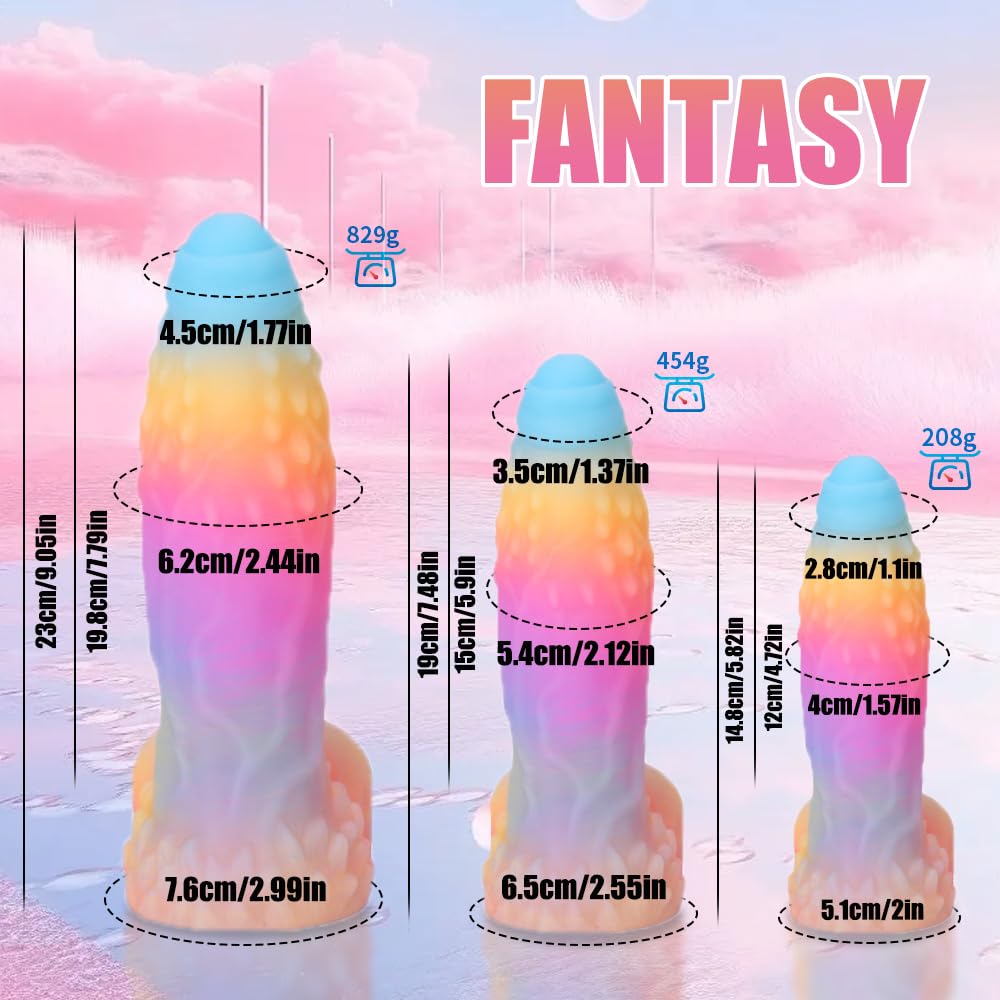 Priolesoder 5.82 inch Luminous Fantasy Dildo Silicone Anal Monster Dildo Huge Thick Long Realistic Dragon Dildo, Giant Soft Suction for Women, Flexible Big Strap-on for Anal G-Spot Play (Pink)