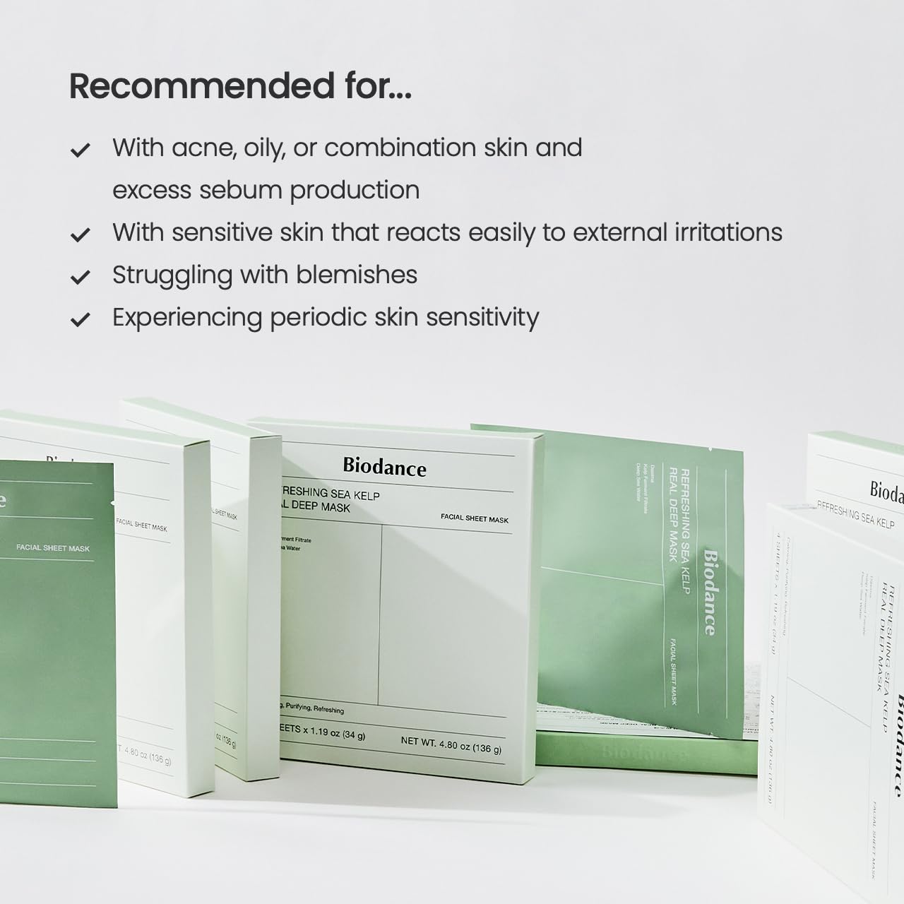 BIODANCE Bio-Collagen Real Deep Mask, Hydrating Overnight Hydrogel Mask, Pore Minimizing, Elasticity Improvement, 34g x4ea: 4 Count (Pack of 1) Sea Kelp